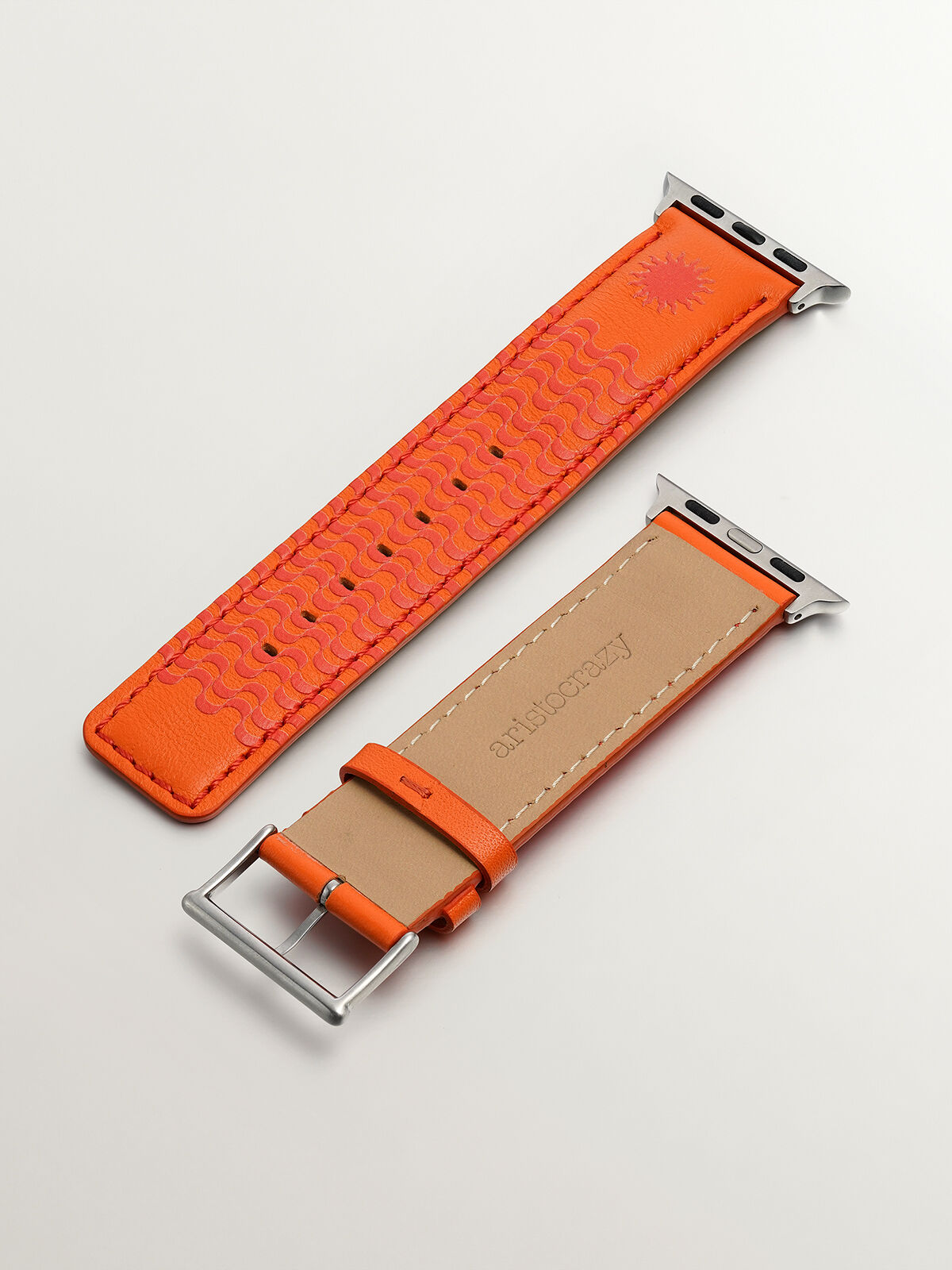 Orange Leather Apple Watch Belch with Soles print | Aristocrazy