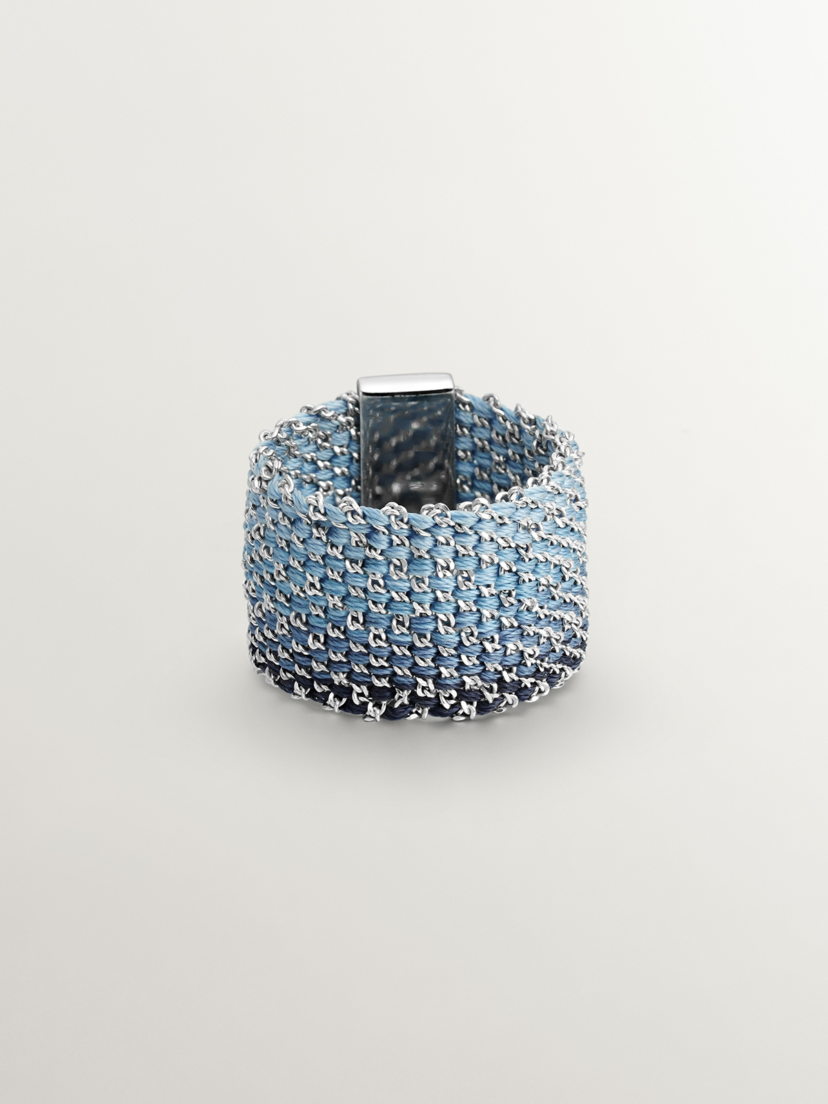 925 silver and silk mesh ring