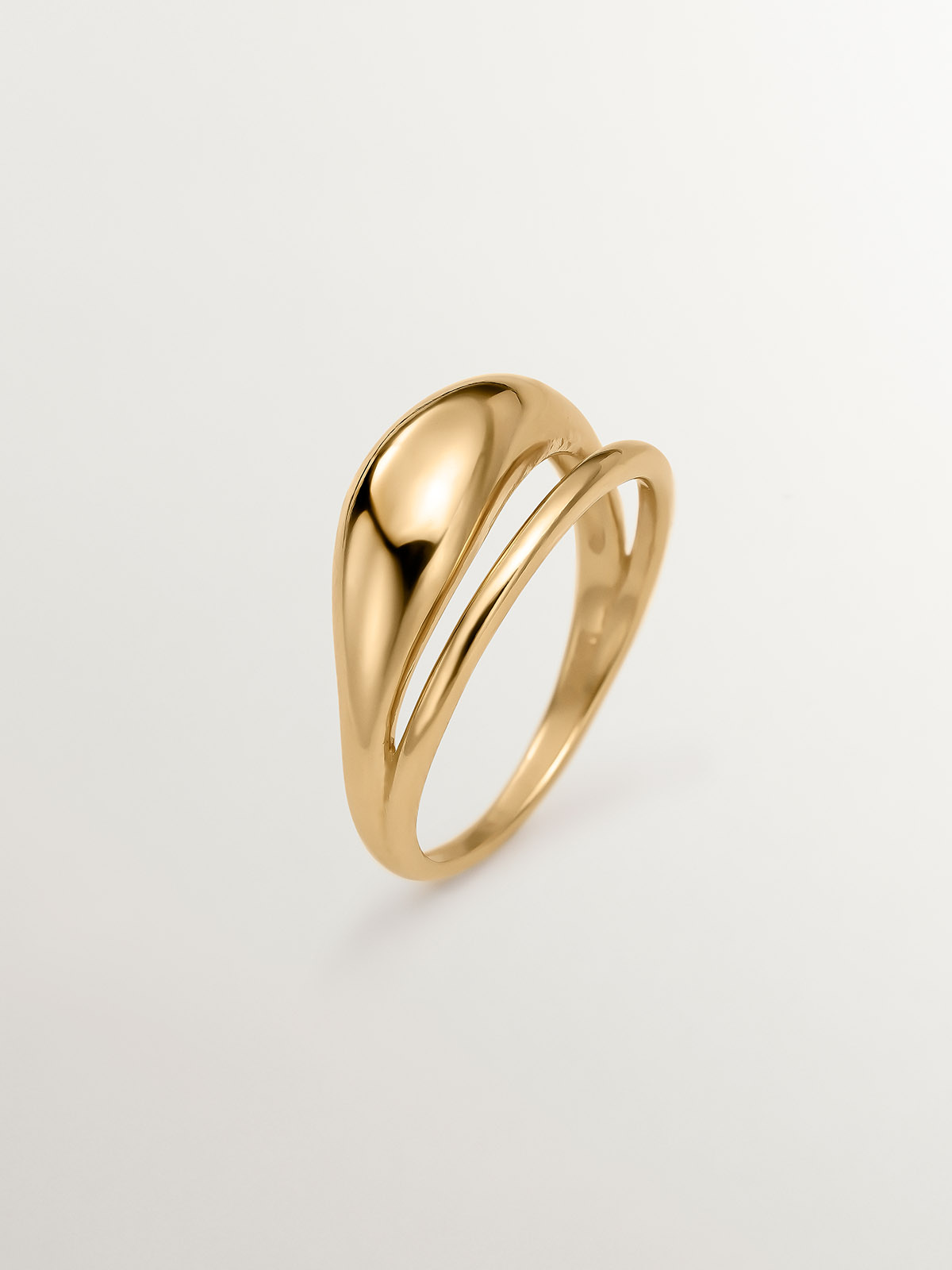 Anillo doble de plata 925 bañada en oro amarillo de 18K