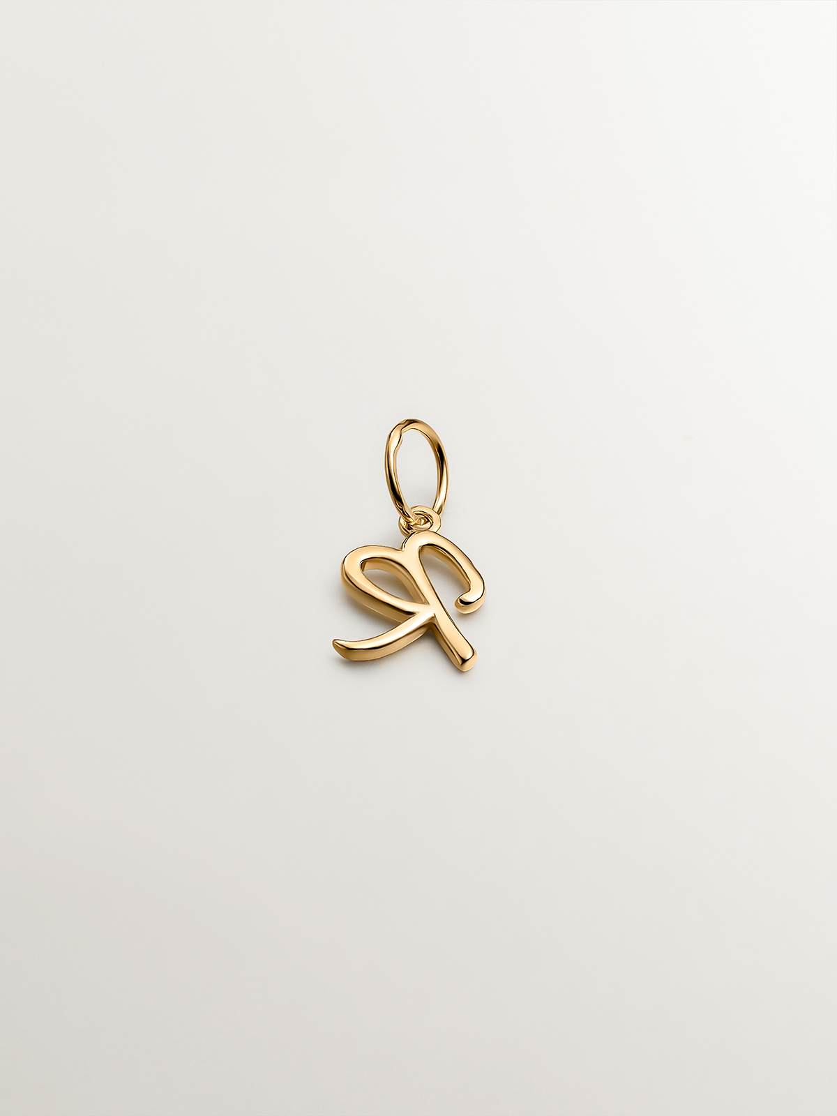 18K Yellow Gold Plated 925 Silver Charm with initial R