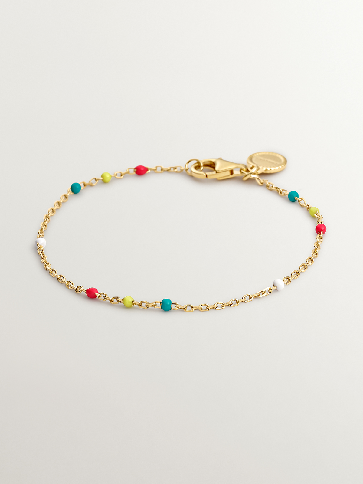 Pulsera de plata 925 bañada en oro amarillo de 18K con esmalte multicolor