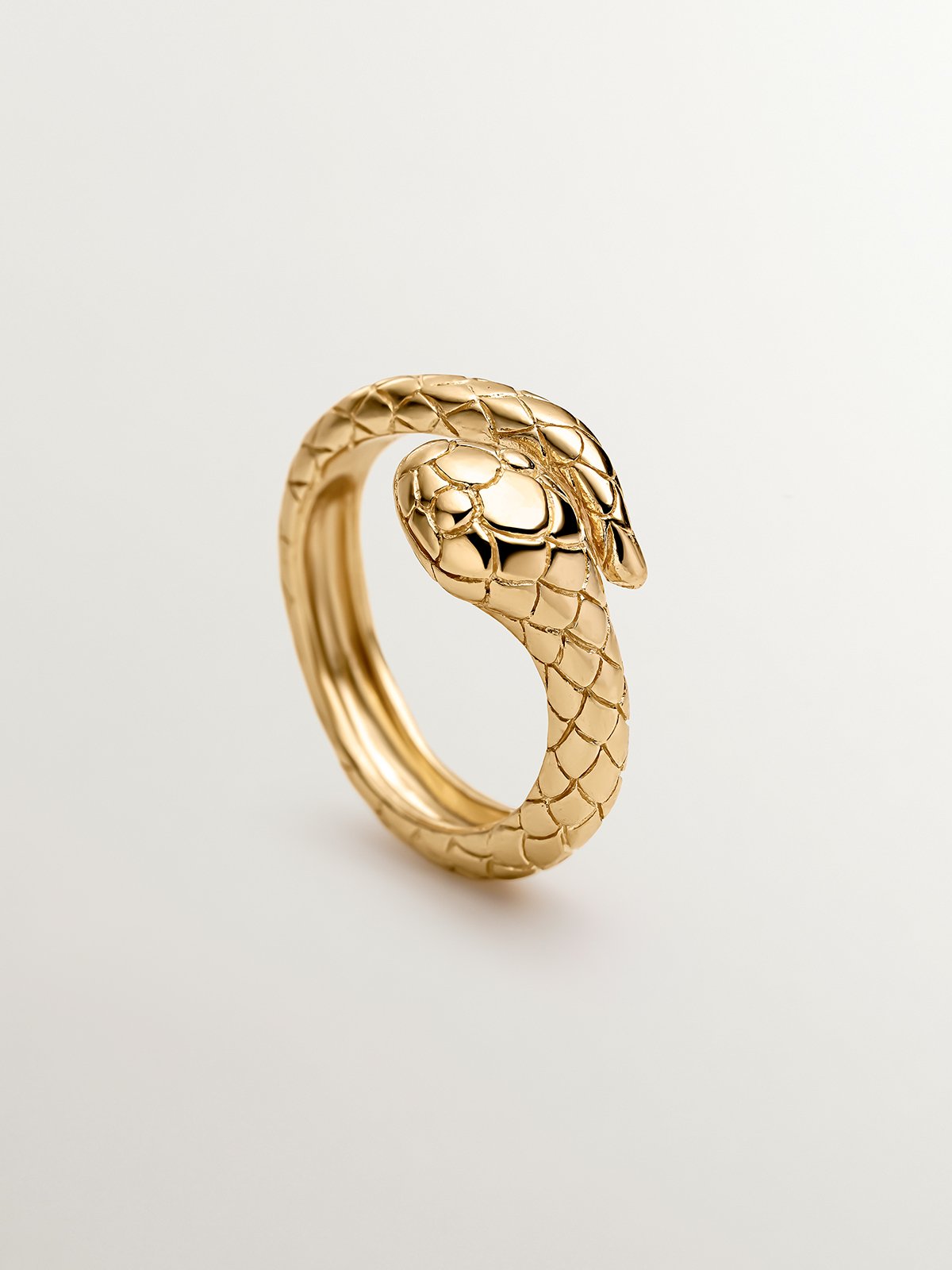 Anillo de plata 925 bañada en oro amarillo de 18K con forma de serpiente