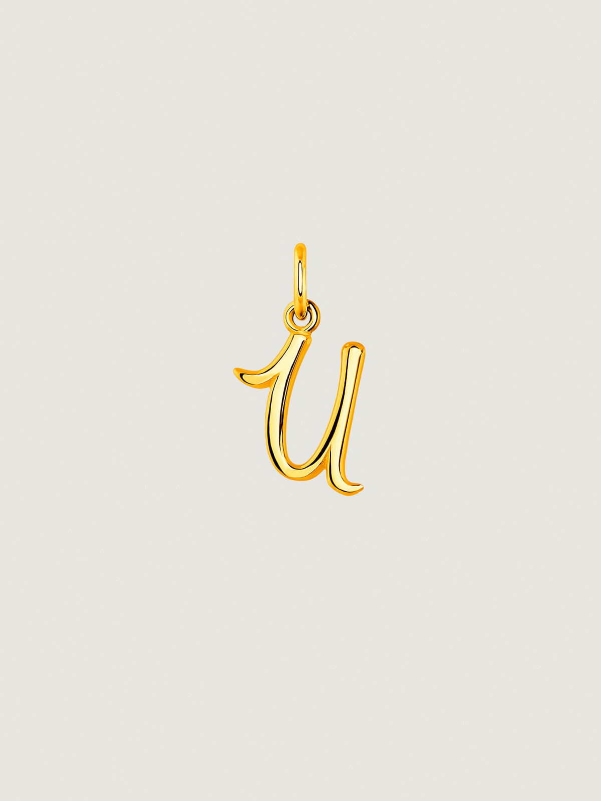 18K Yellow Gold Plated 925 Silver Charm with Initial U