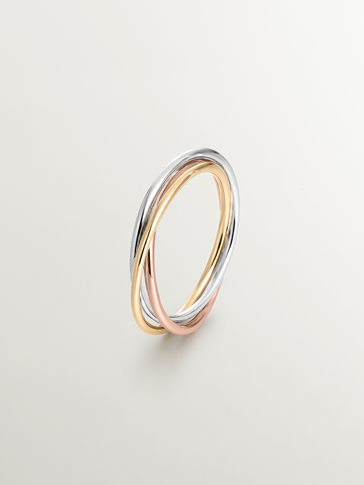 9K White, Yellow and Rose Gold Triple Ring