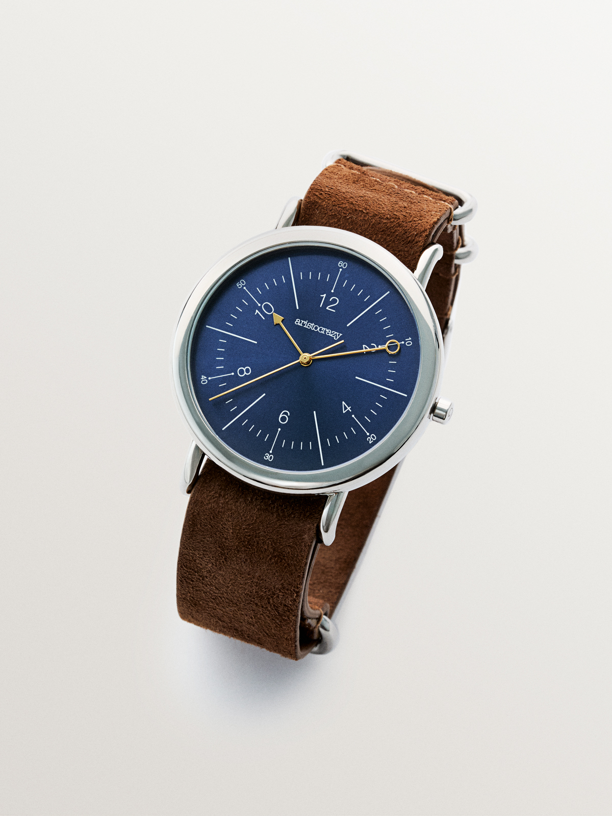 Camps Bay watch with camel leather strap and blue dial