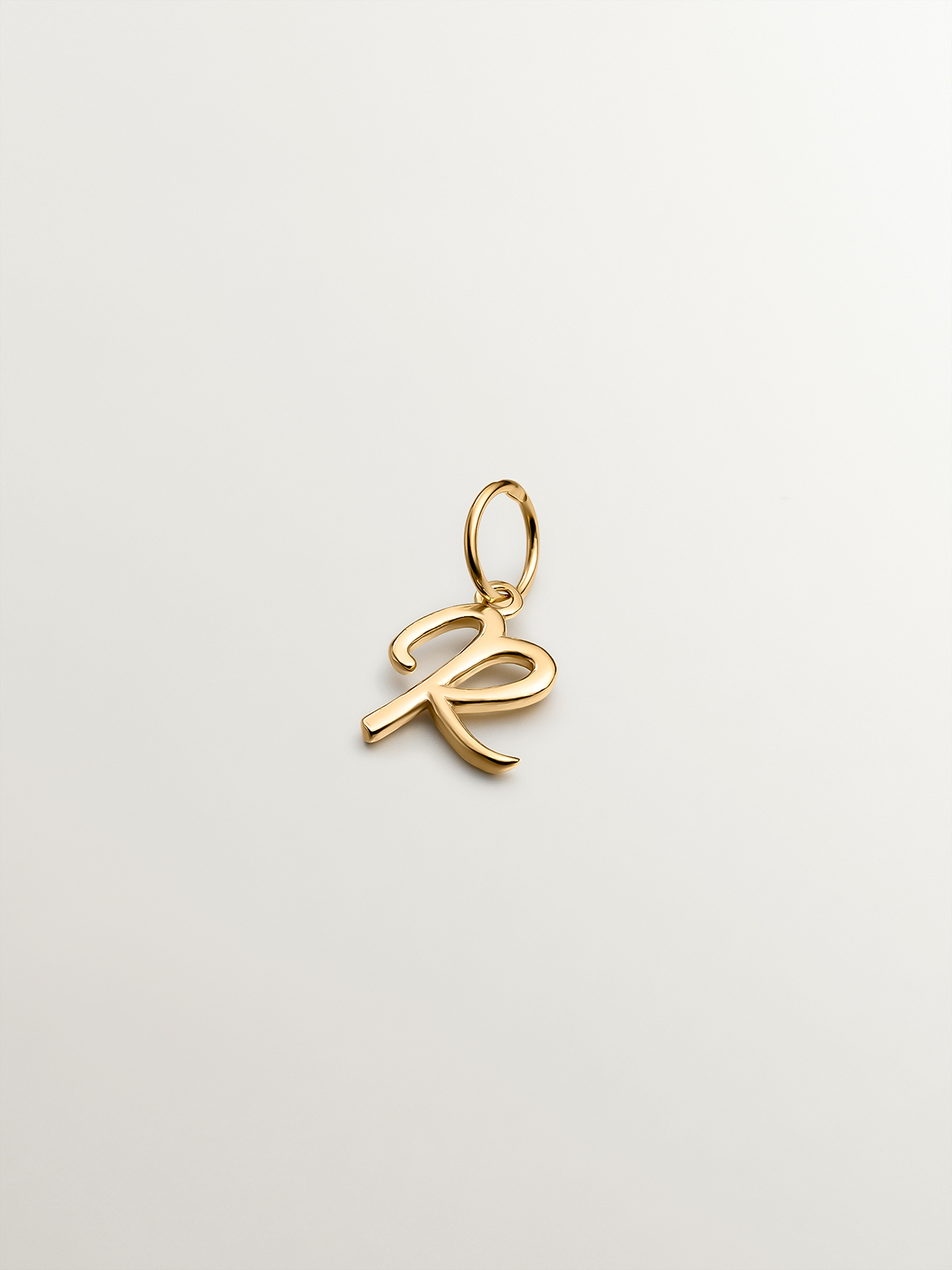 18K Yellow Gold Plated 925 Silver Charm with initial R