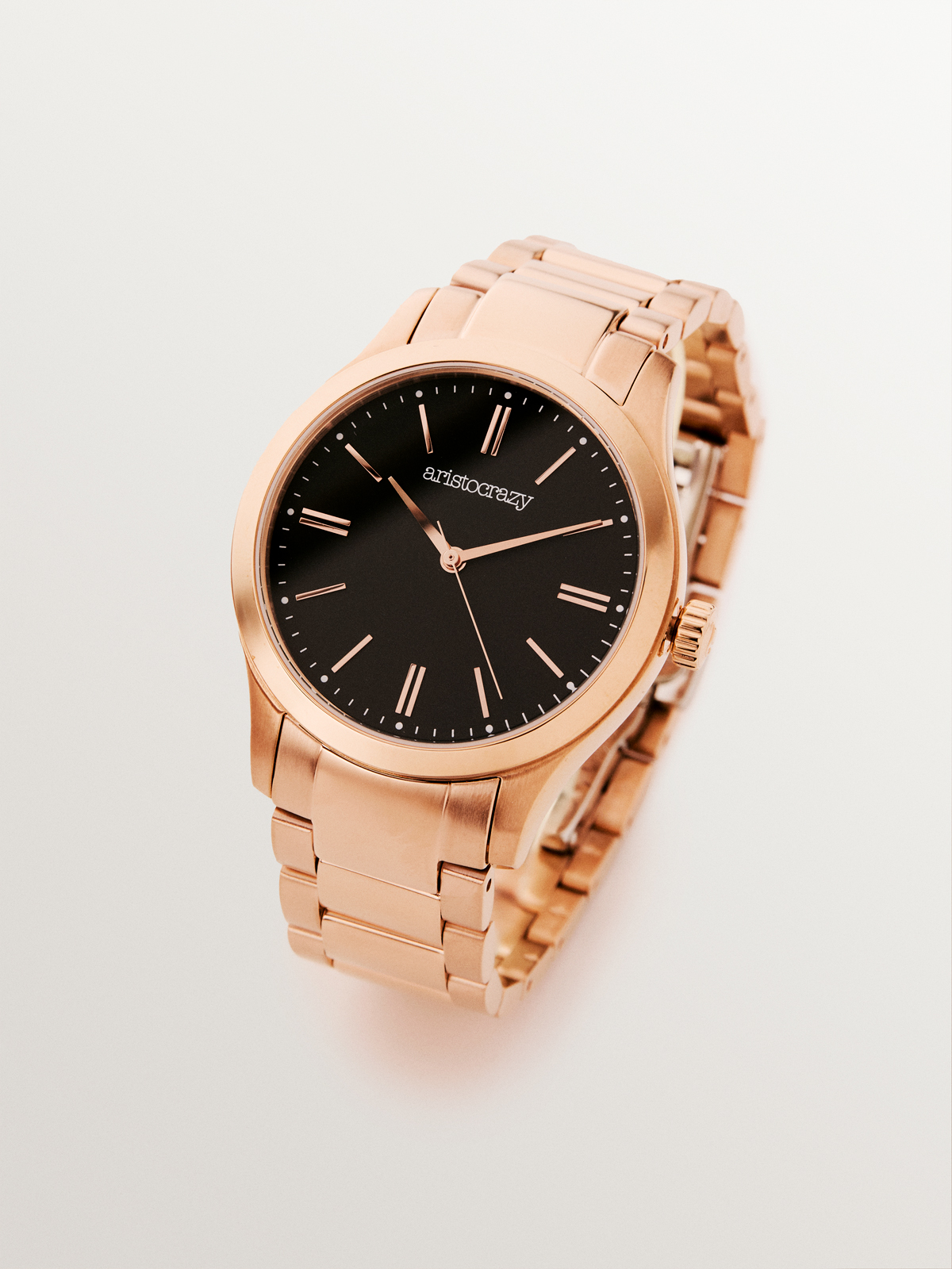 Montre Mitte avec bracelet en acier rose et cadran noir