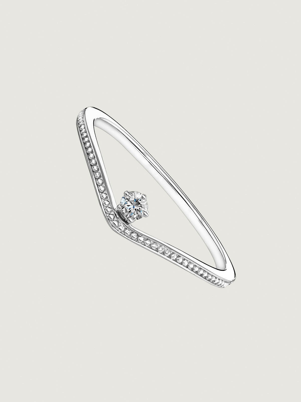 Anneau courbé diamants 0,6 ct or blanc