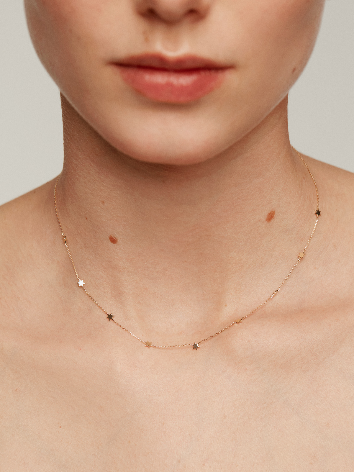 9K Yellow Gold Necklace with Stars