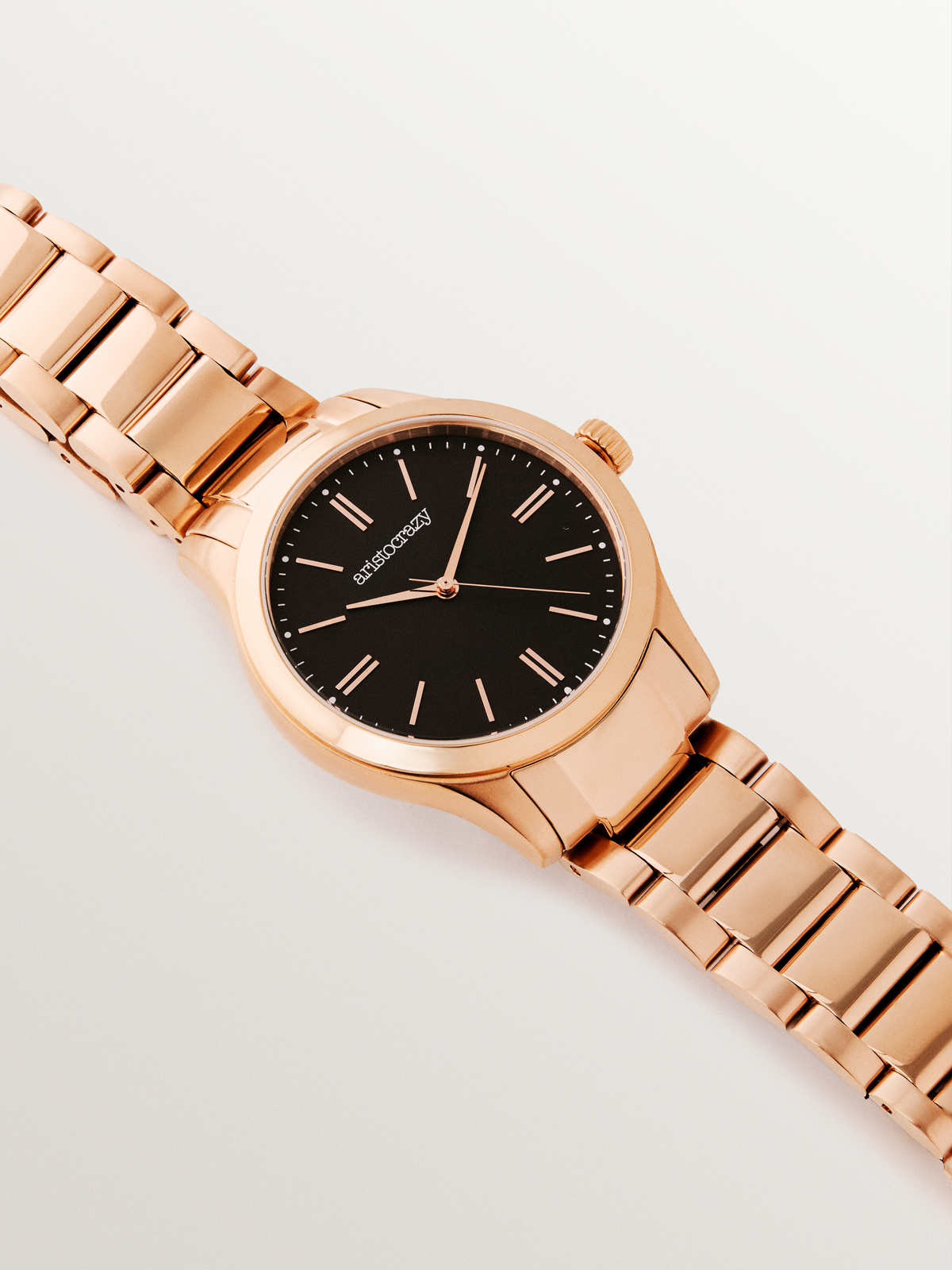 Montre Mitte avec bracelet en acier rose et cadran noir