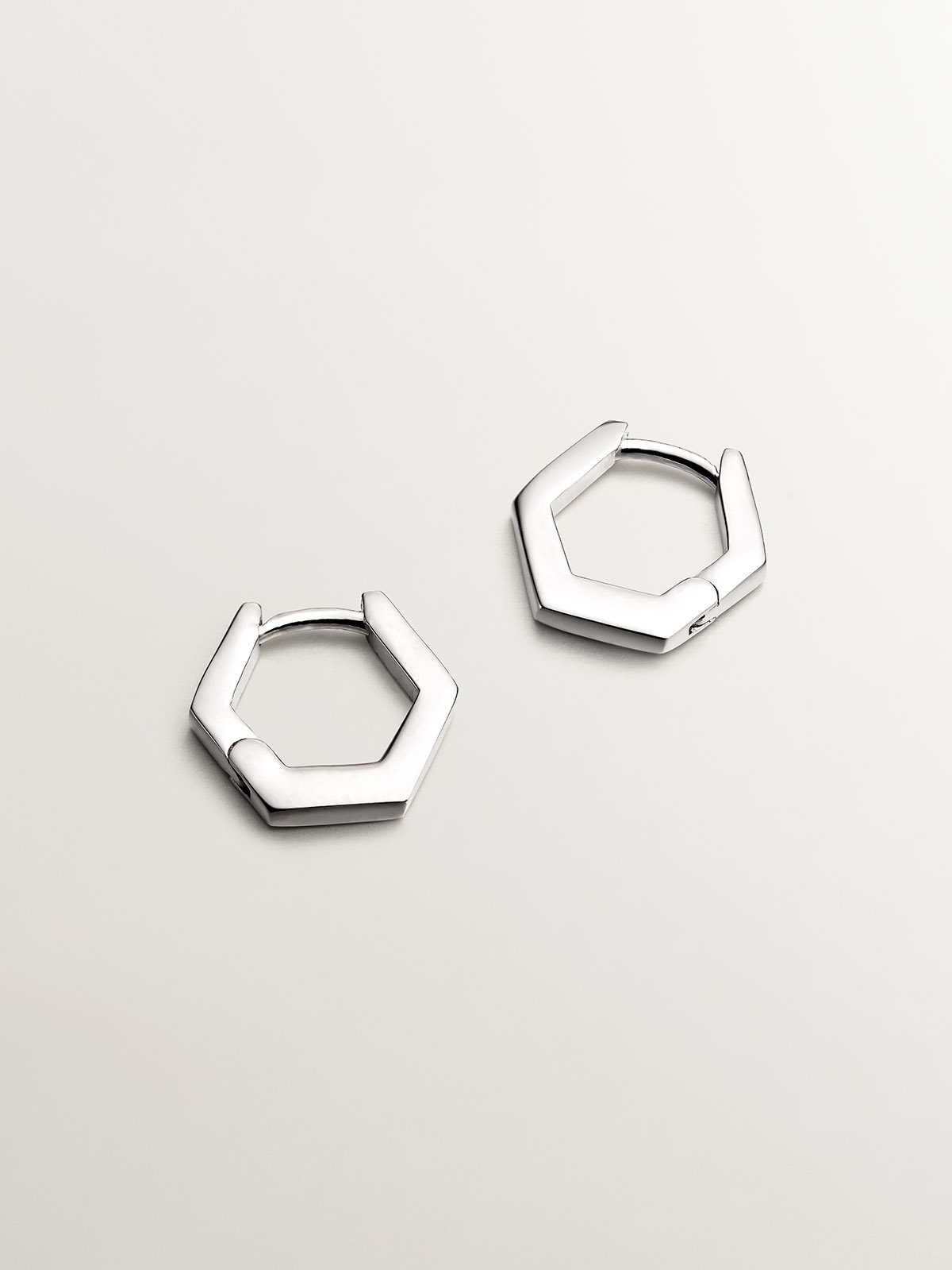 Pendientes de aro hexagonal de plata 925