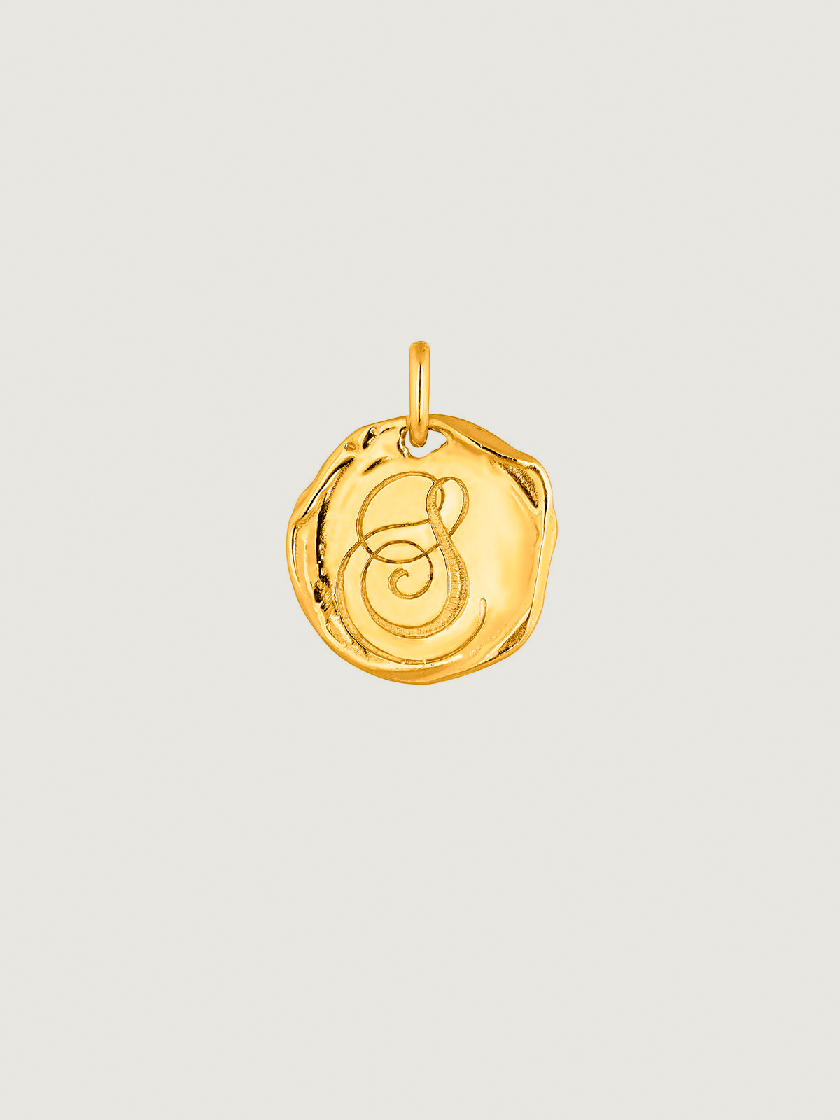 Handcrafted 925 silver charm bathed in 18K yellow gold with initial S