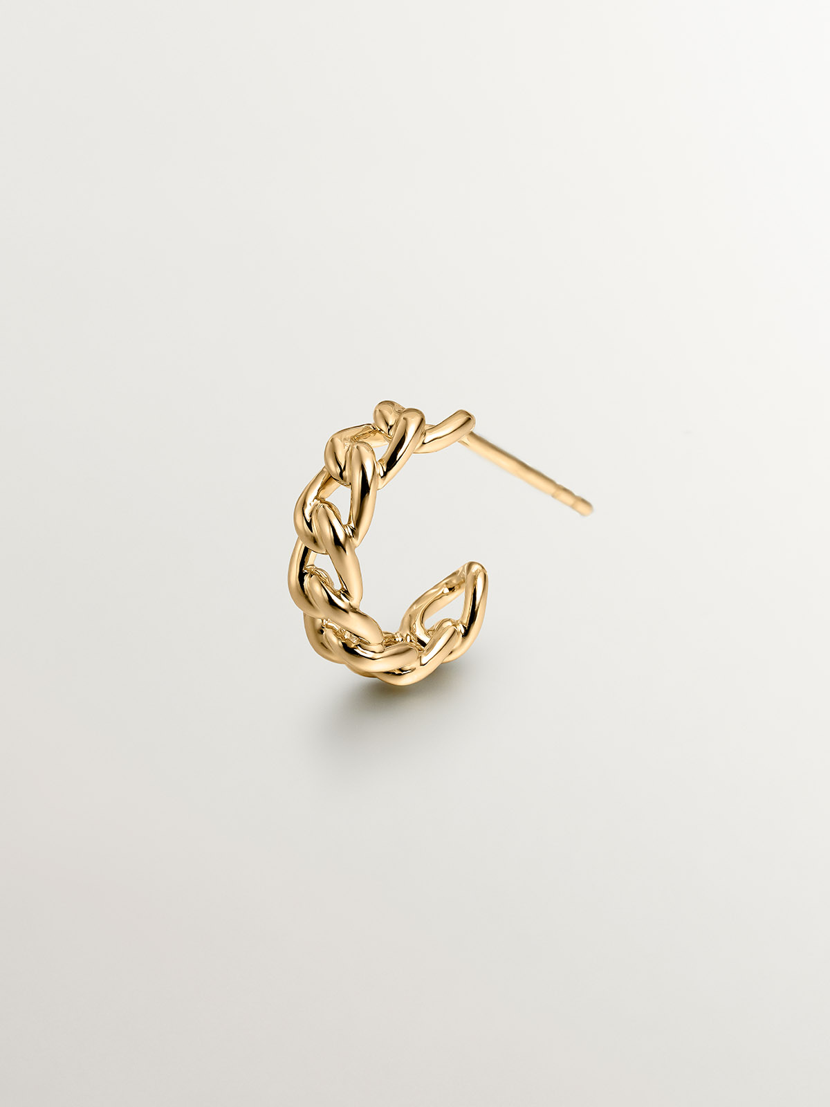 9K Yellow Gold Chain Textured Single Hoop Earring