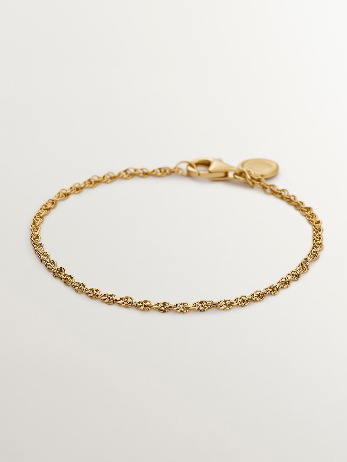 Pulsera de eslabones rope plata 925 bañada en oro amarillo de 18K