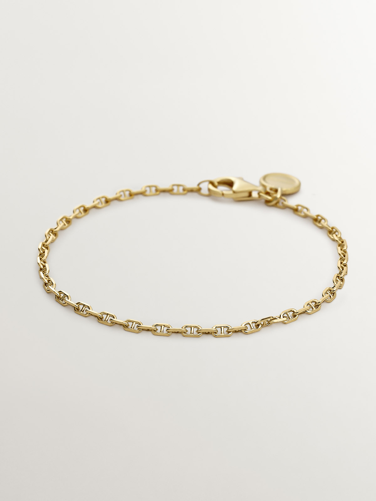 Pulsera de eslabones de plata 925 bañada en oro amarillo de 18K