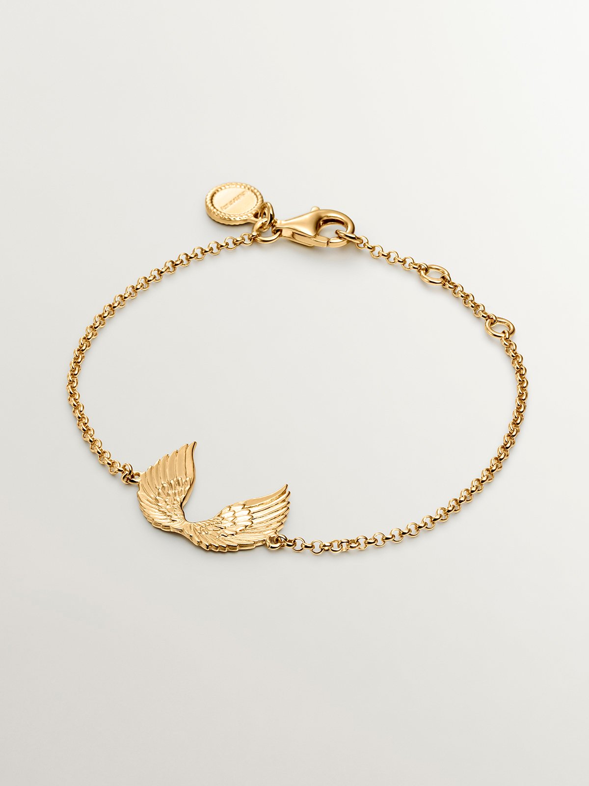 Pulsera de plata 925 bañada en oro amarillo de 18K con alas