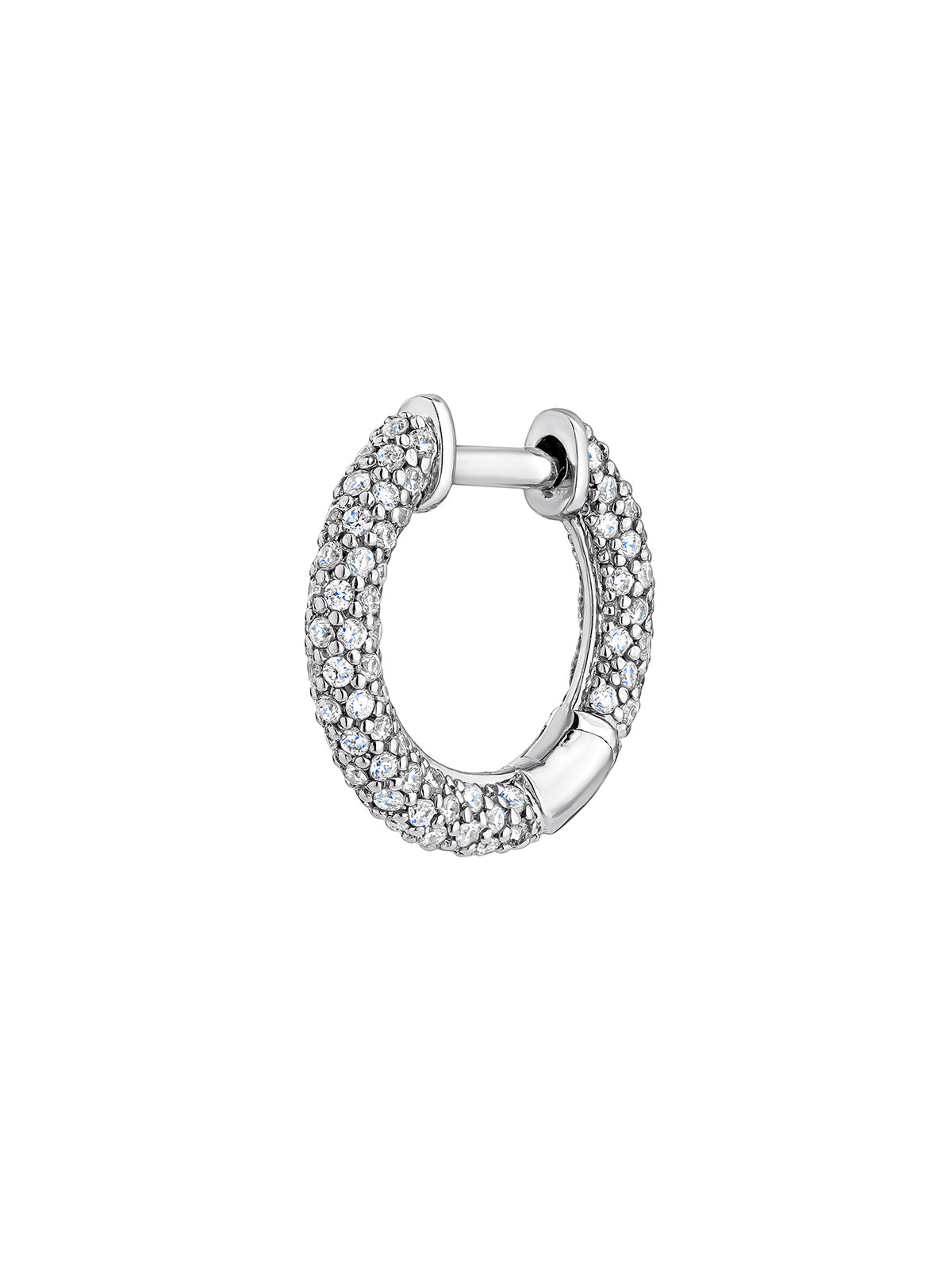 Individual 18K white gold hoop earring with diamonds