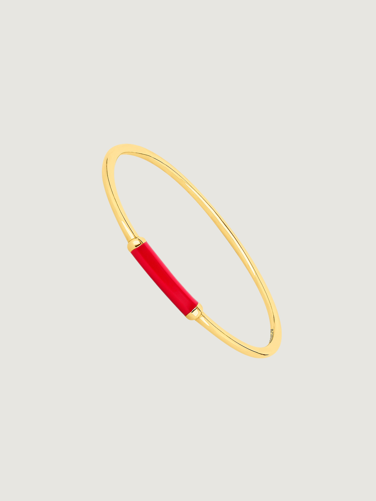 Bague en or jaune 9K avec émail rouge