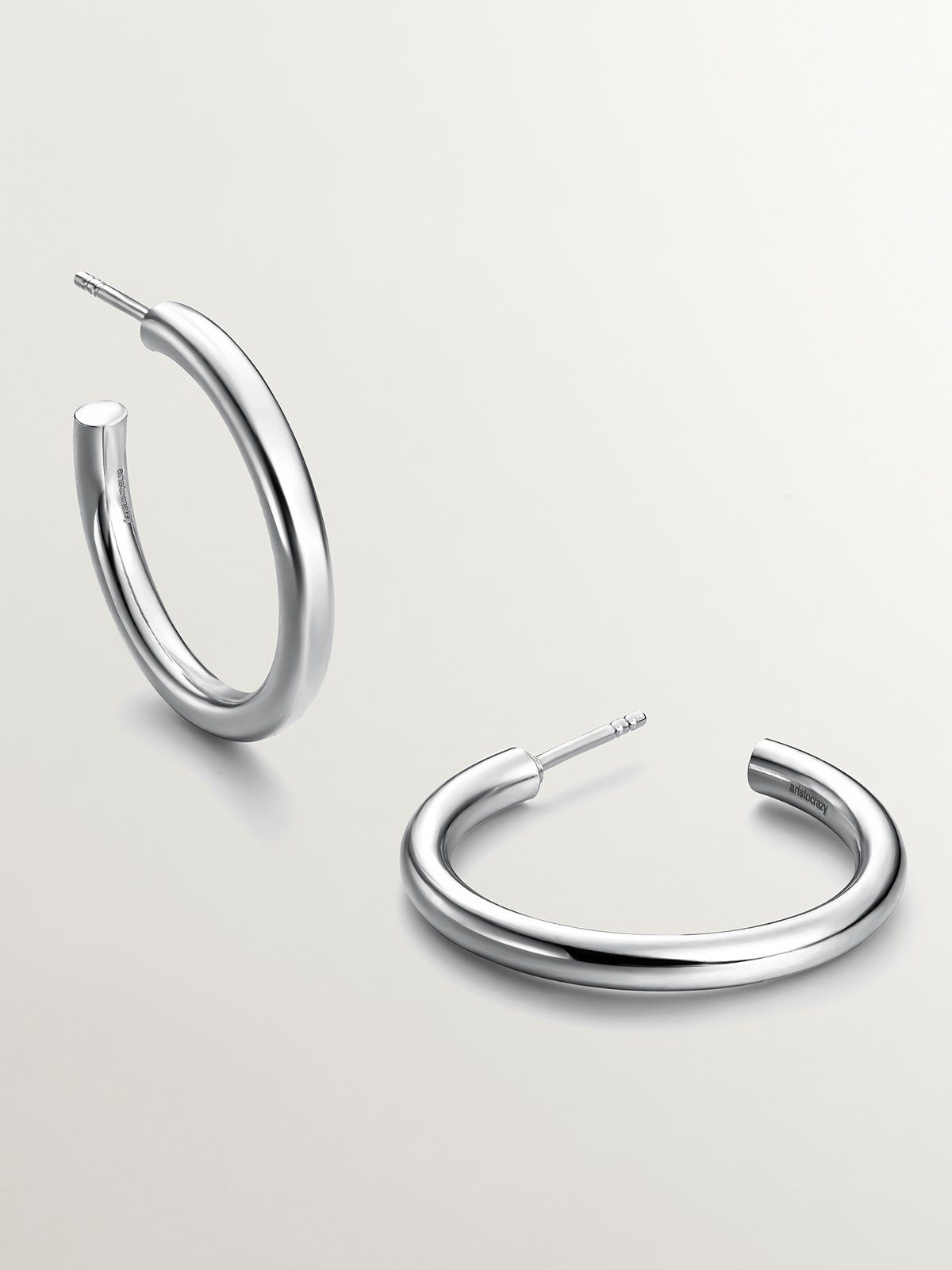 Medium-sized 925 silver hoop earrings