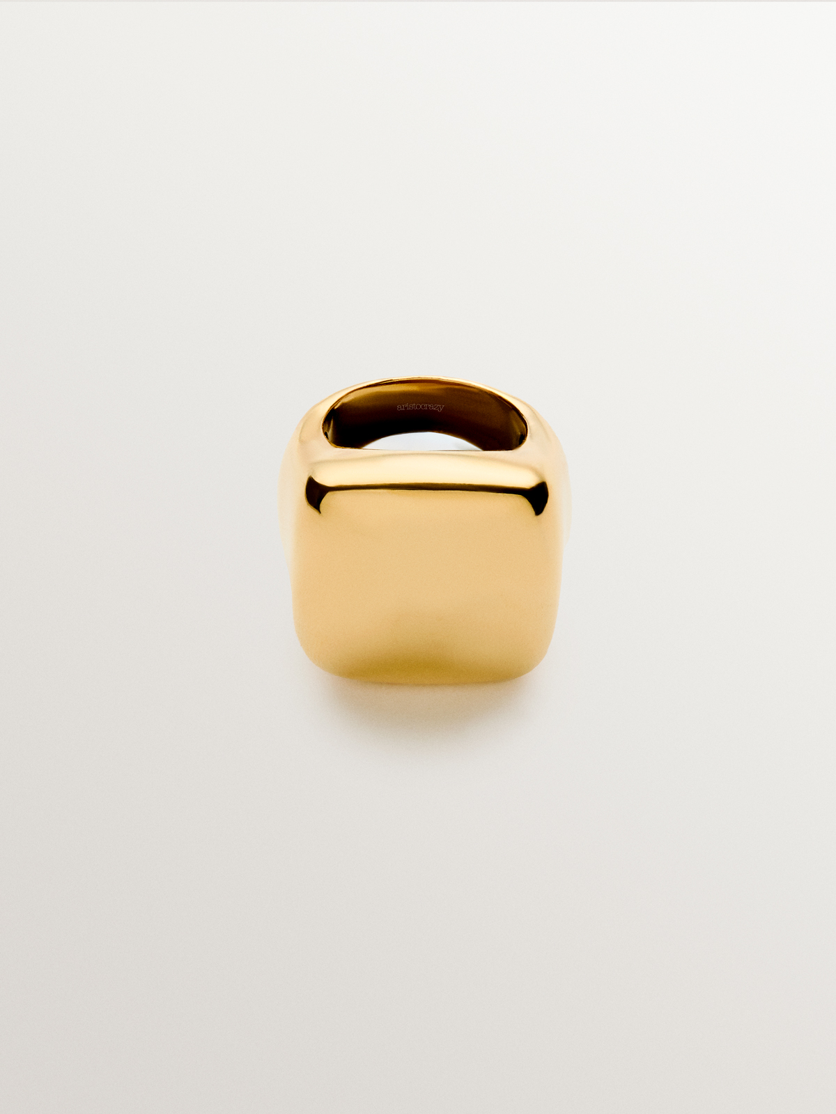 Square ring in 18K yellow gold plated 925 silver with polished effect