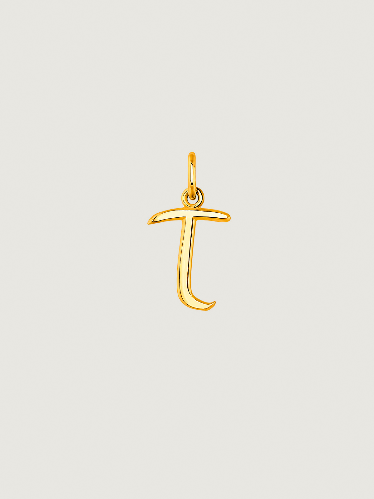 Charm en argent 925 plaqué en or jaune 18K avec l'initiale T