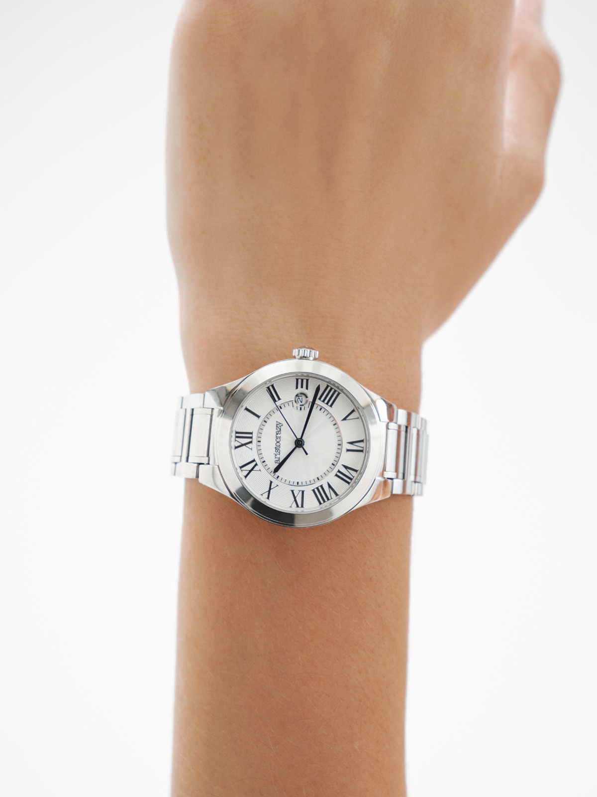 Bastille watch with steel strap and white dial