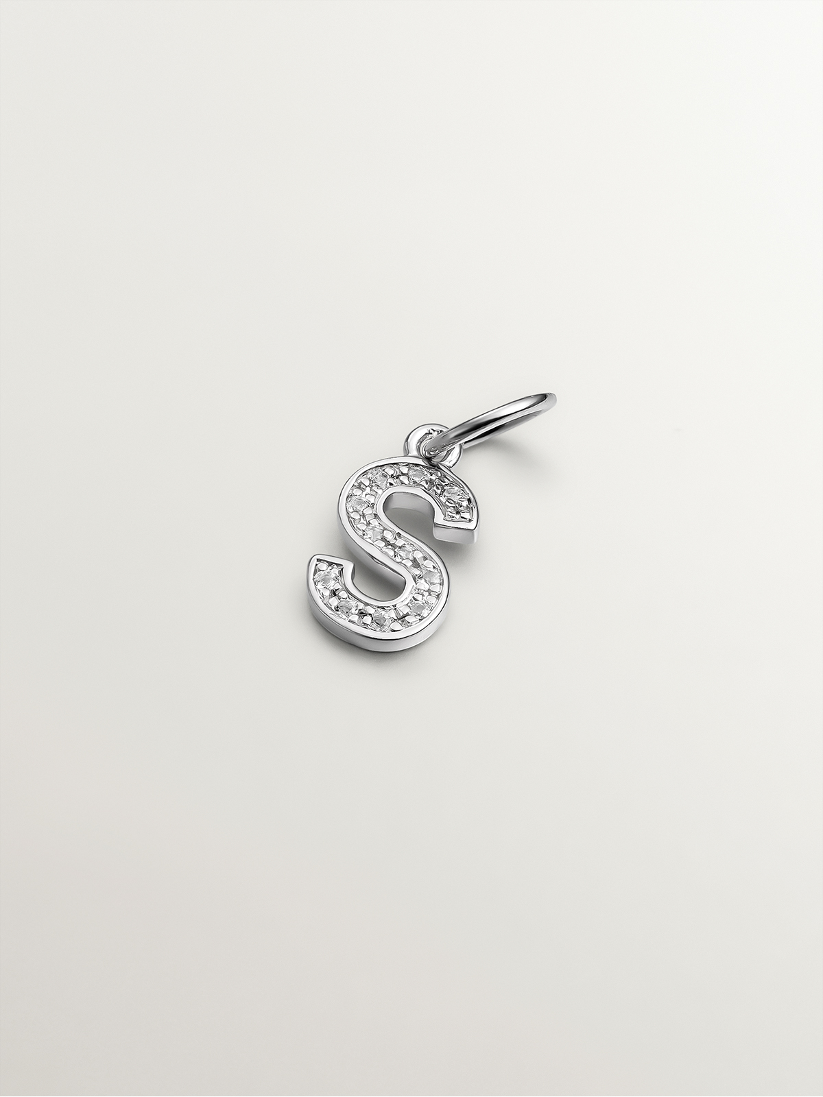 925 Silver Charm and White Topaz Initial S