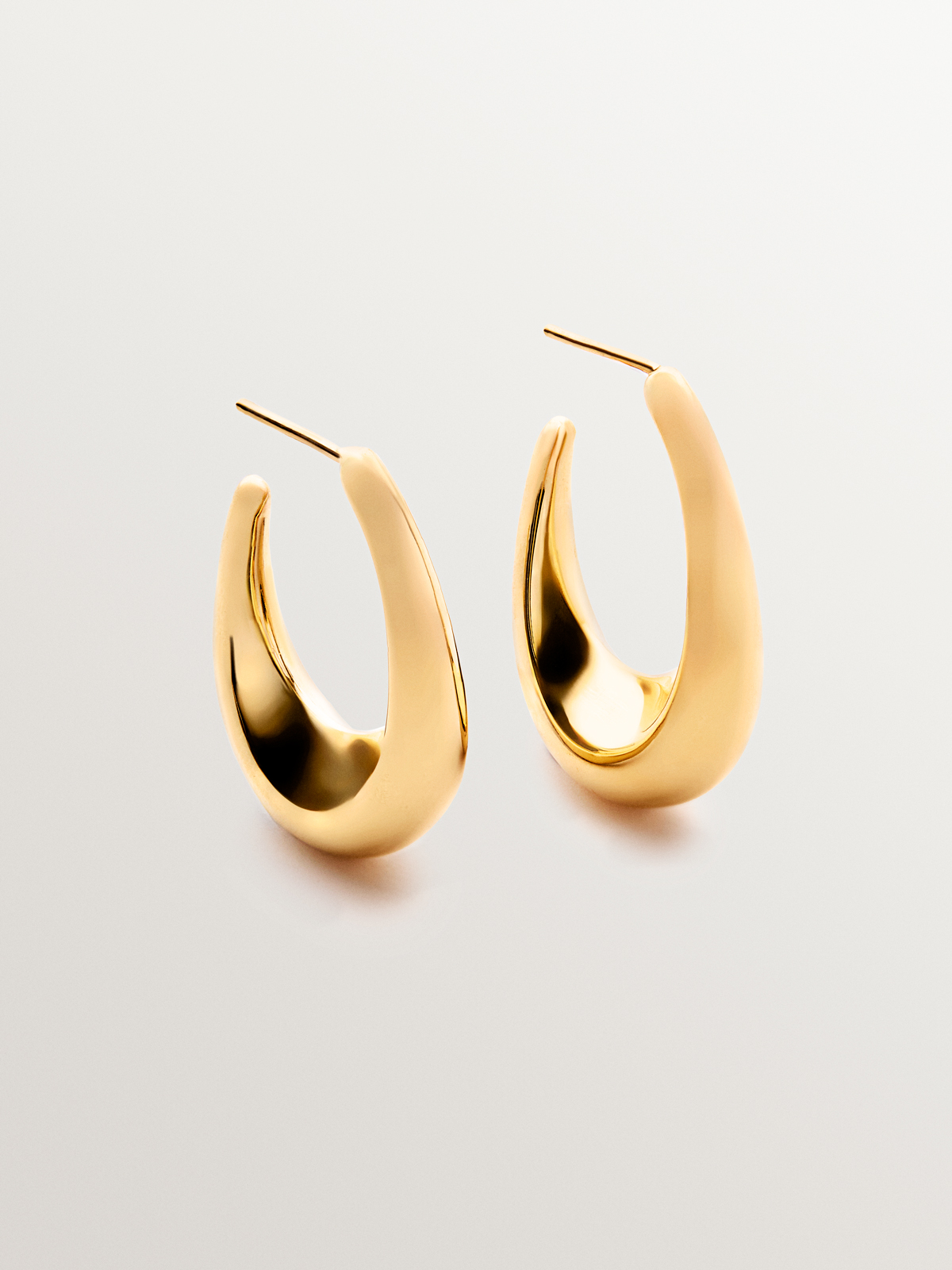 18K yellow gold plated 925 silver oval hoop earrings