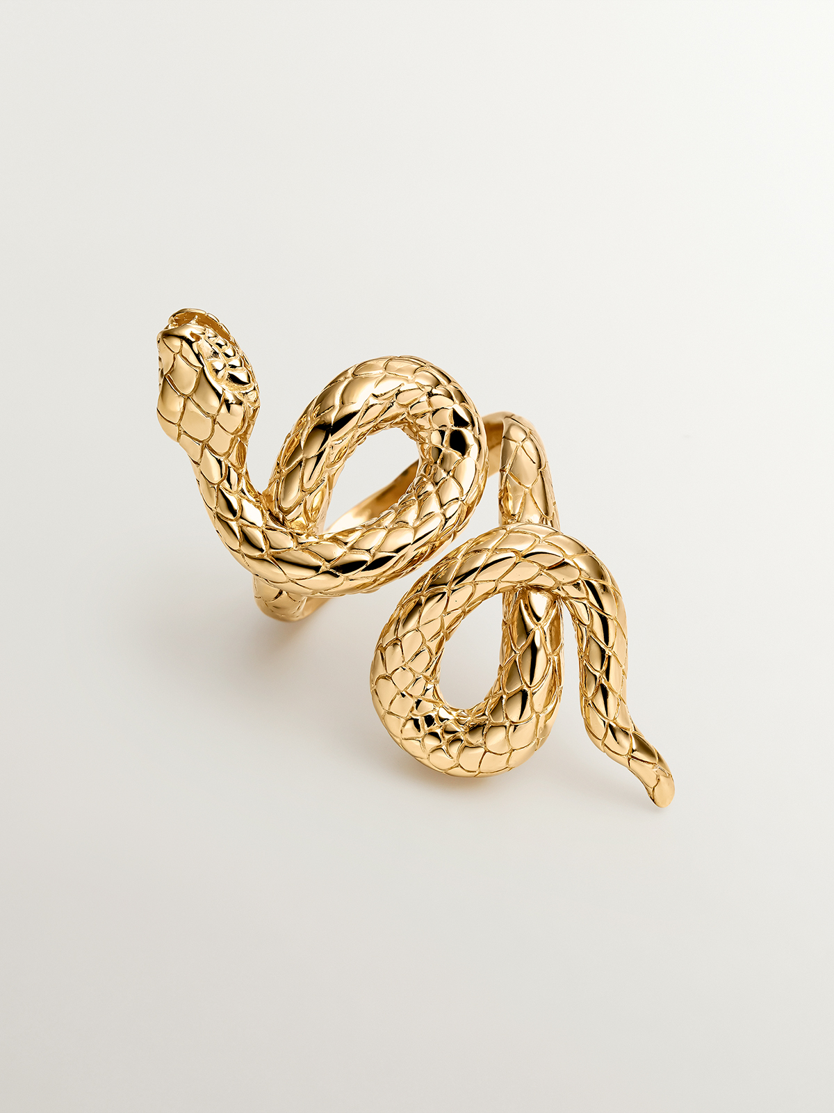 929 Silver Shuttle Ring, gold-plated in 18K Yellow Gold, with a Snake shape.