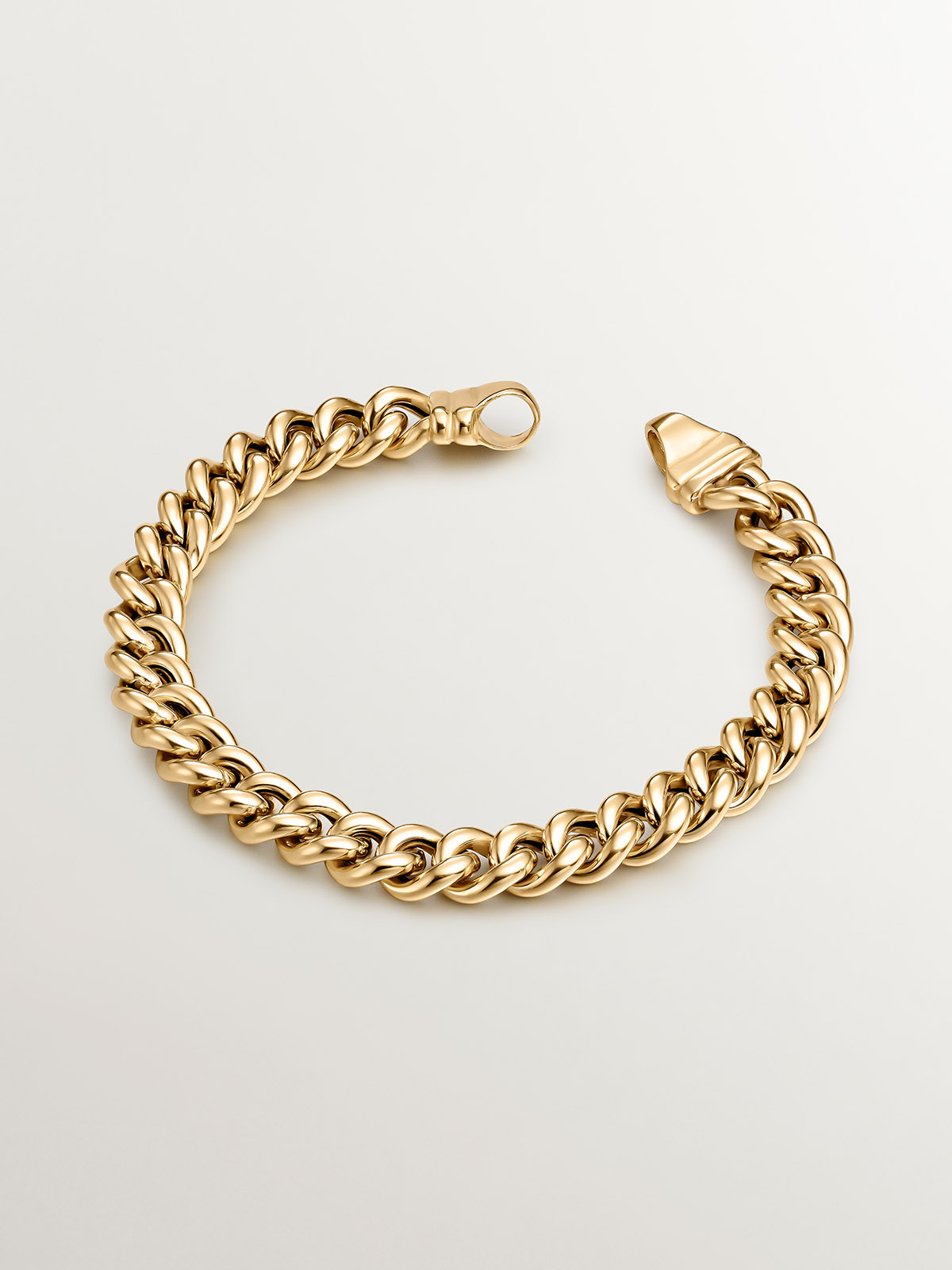 Pulsera de cadena de eslabones barbados de plata 925 bañada en oro amarillo de 18K