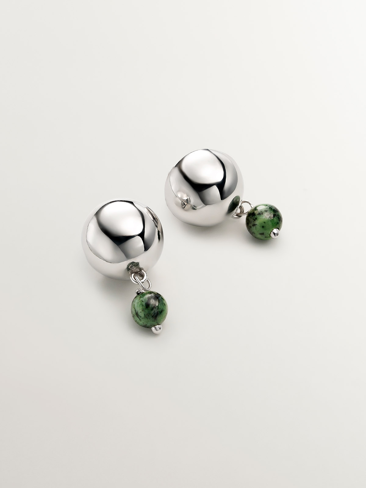 Pendientes de plata 925 con jaspe verde