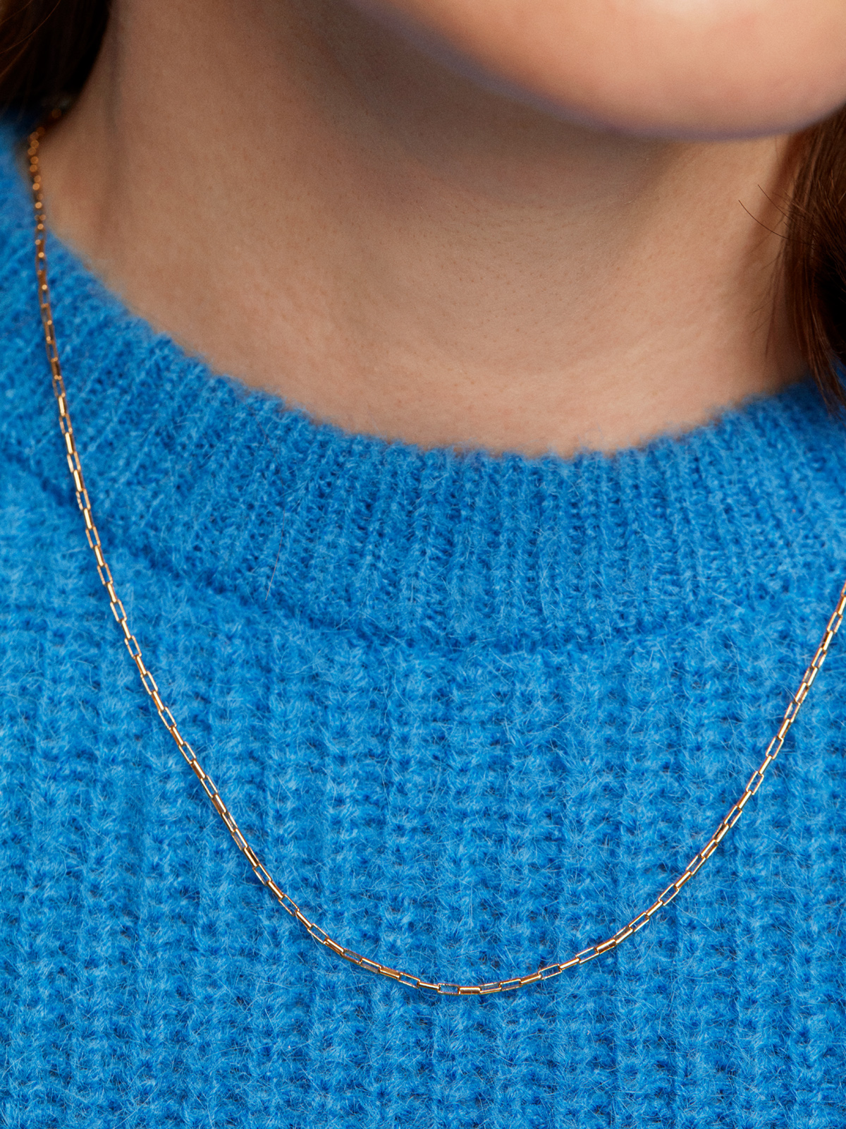 925 Silver chain bathed in 18K yellow gold with rectangular links.