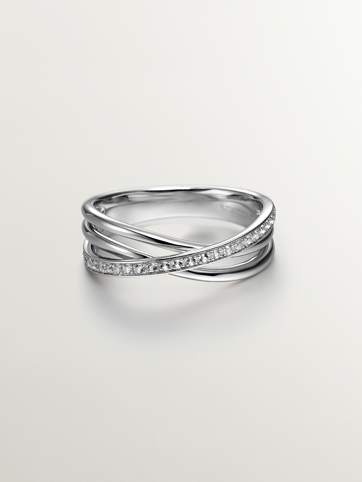 930 Silver Double Ring with White Topazes