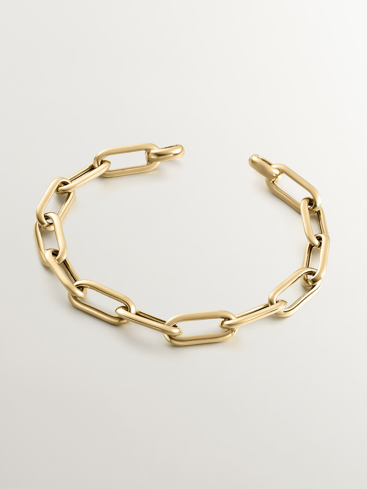 Rectangle Forza link bracelet made from 925 silver coated in 18K yellow gold