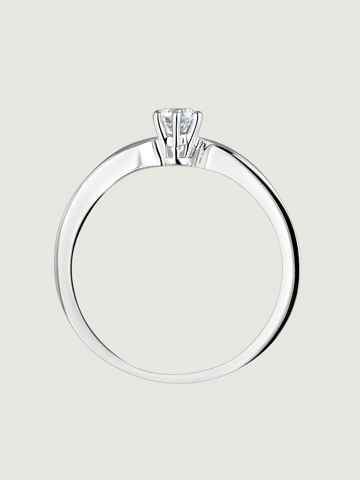 Bague solitaire en or blanc 18K avec diamant 0,2 cts