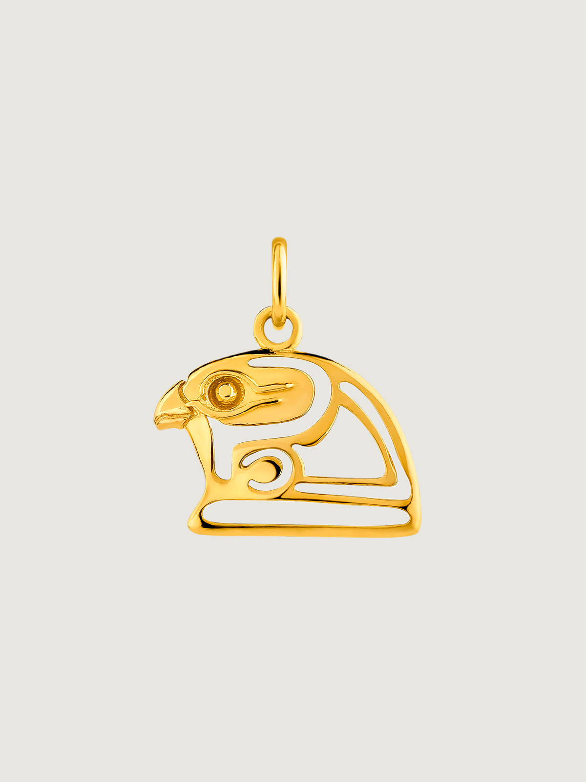 Charm de plata 925 bañada en oro amarillo de 18K con forma de cabeza de águila