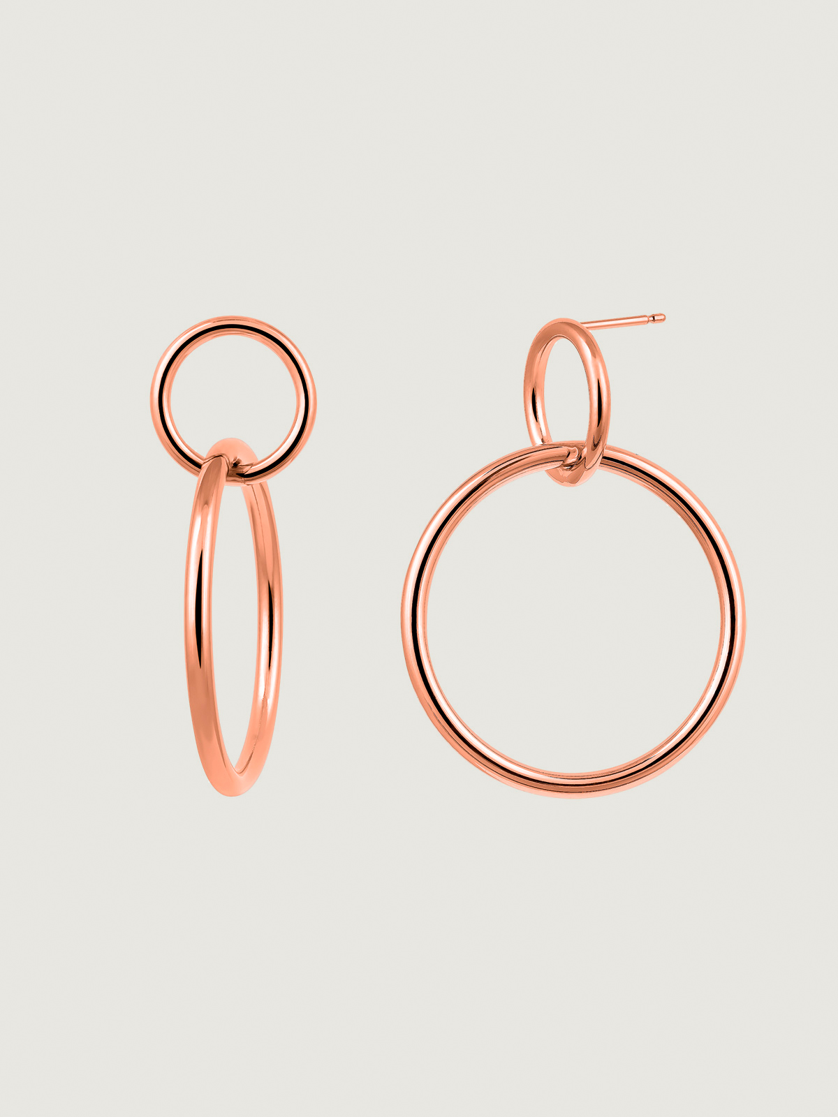 Double hoop earrings made of 925 silver bathed in 18K rose gold