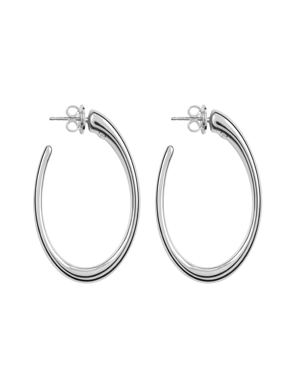 Large 925 silver hoop earrings with an oval shape