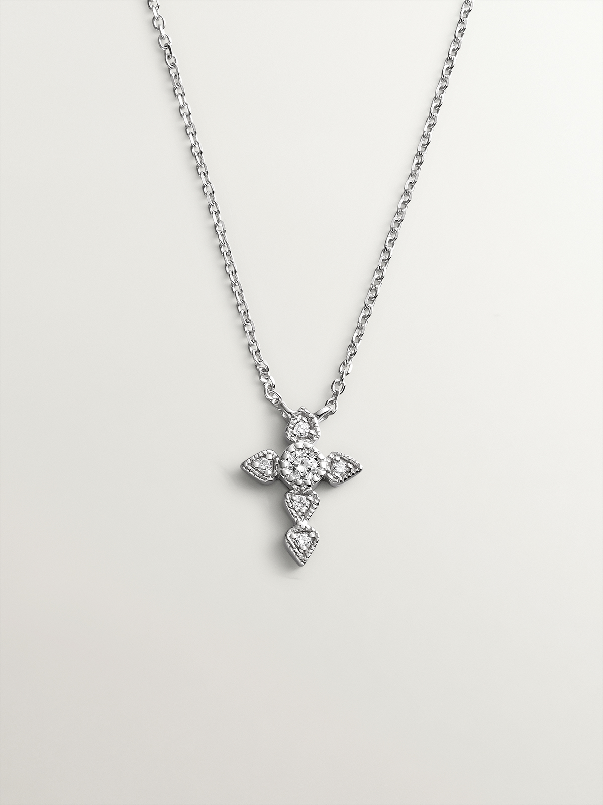 18K White Gold Diamond Cross Pendant