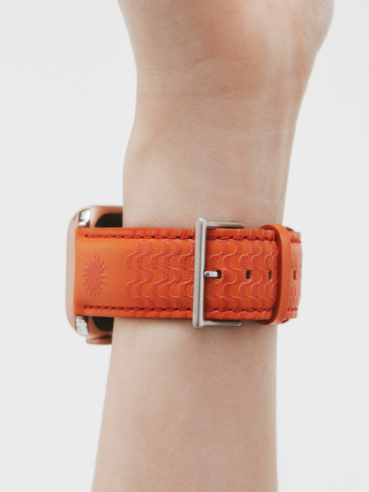 Belch Apple Watch en cuir orange avec semelles imprimées