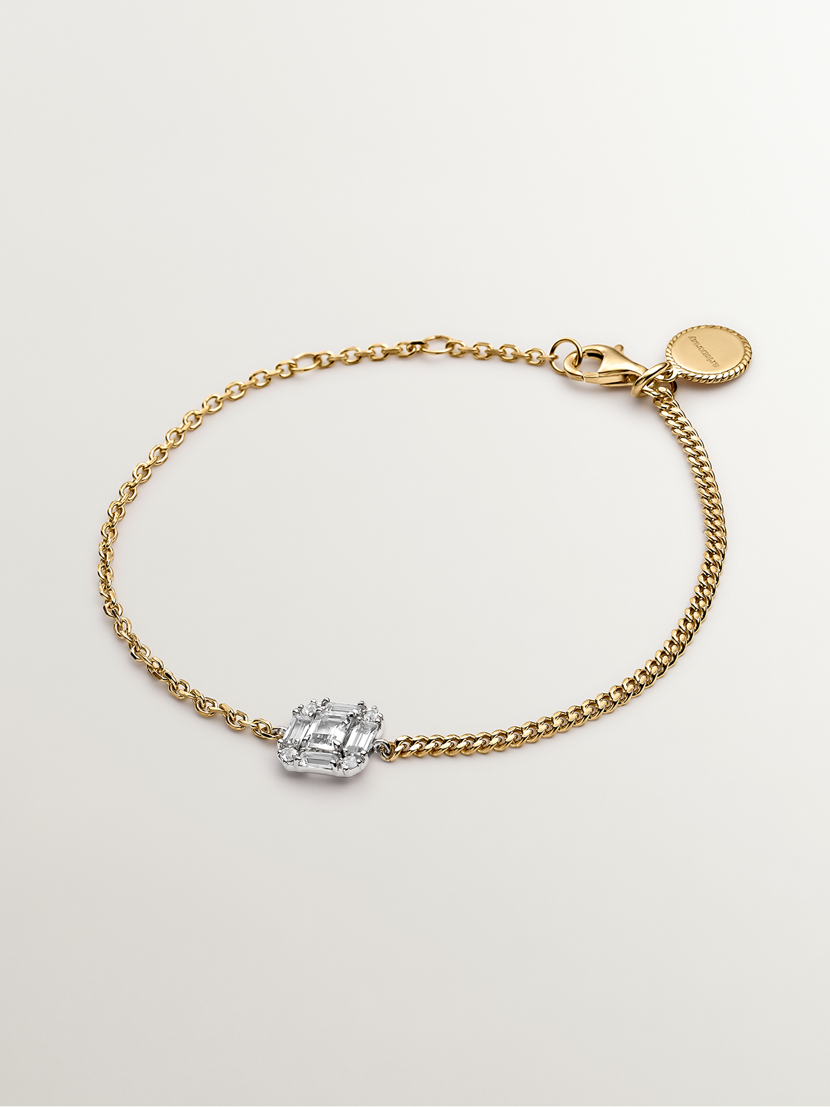 Pulsera de plata 925 bañada en oro amarillo de 18K con topacios blancos