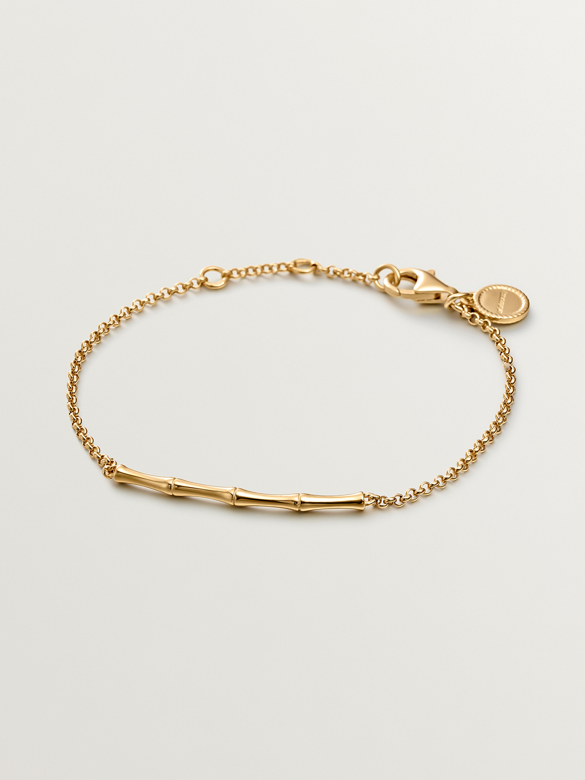 Pulsera de plata 925 bañada en oro amarillo de 18K con caña de bambú