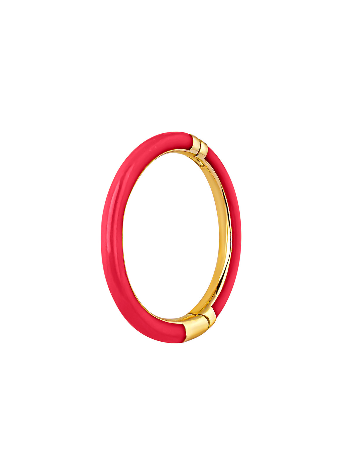 Boucle d'oreille individuelle, petit anneau en or jaune 9K avec émail rose.