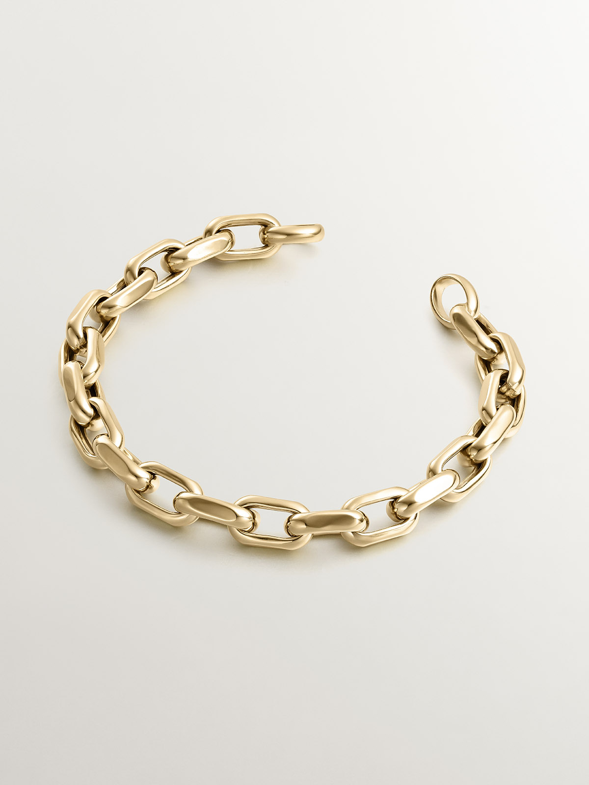 Pulsera de eslabones forza de plata 925 bañada en oro amarillo de 18K