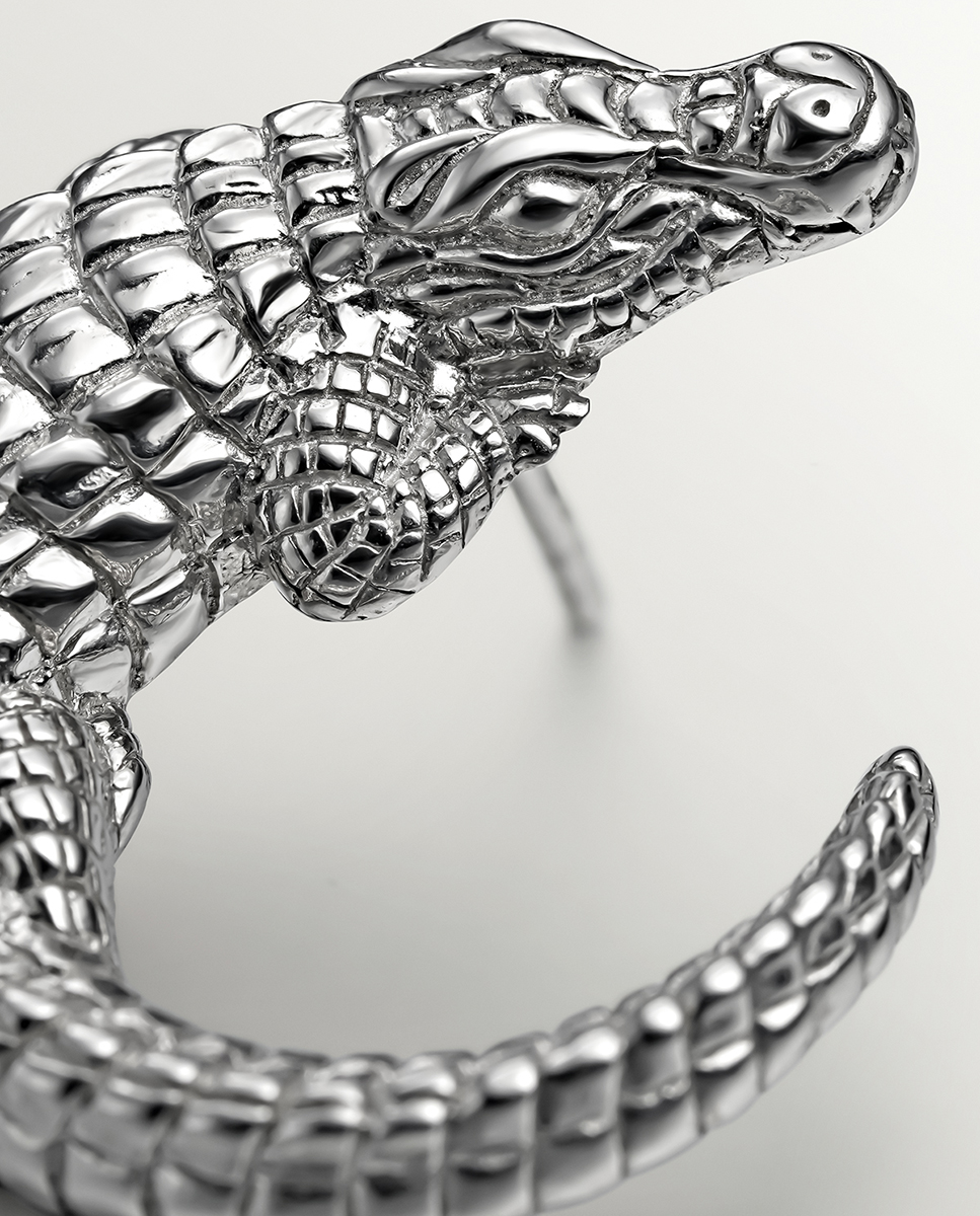 925 silver earrings shaped like crocodile