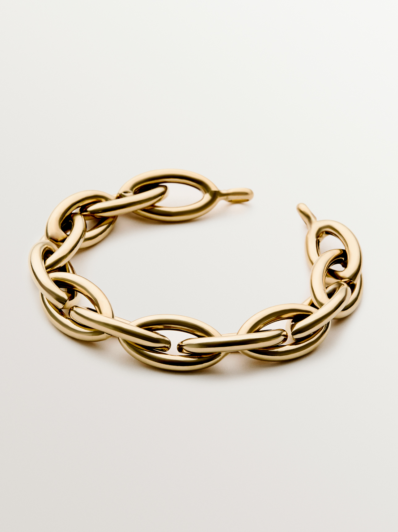 Pulsera de plata 925 bañada en oro amarillo de 18K de eslabones ovalados