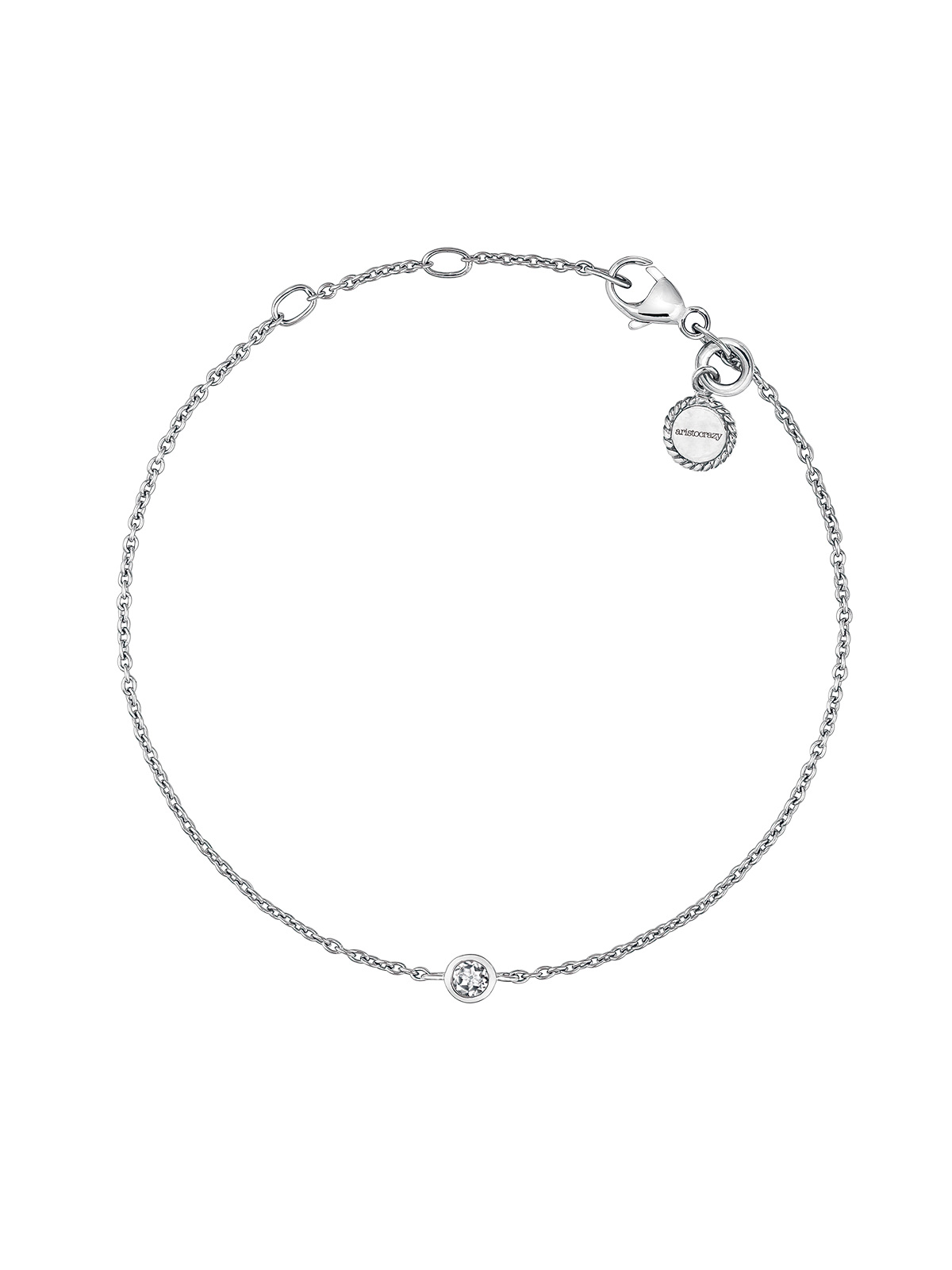 Pulsera solitario de plata 925 con topacio blanco