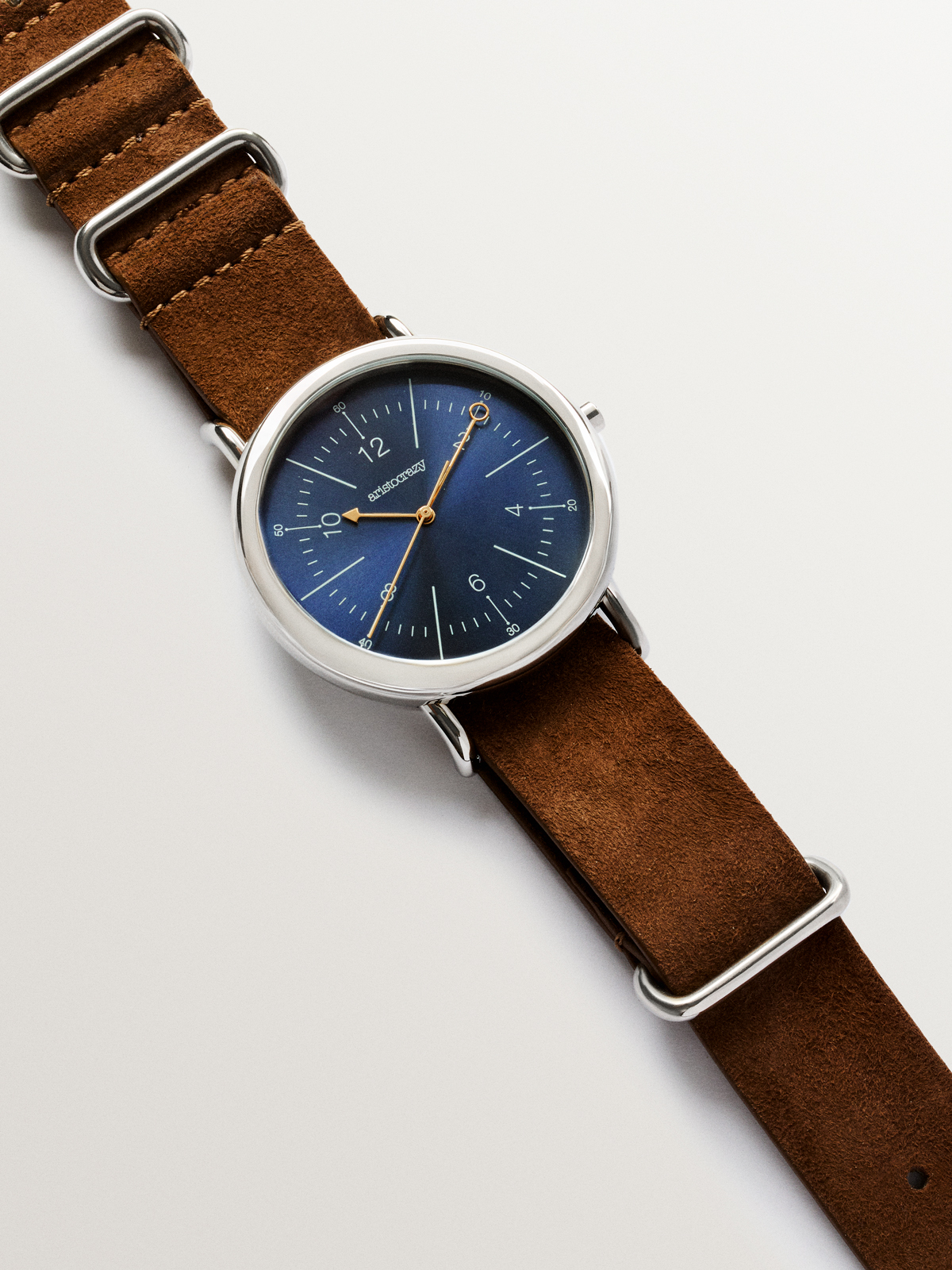 Camps Bay watch with camel leather strap and blue dial