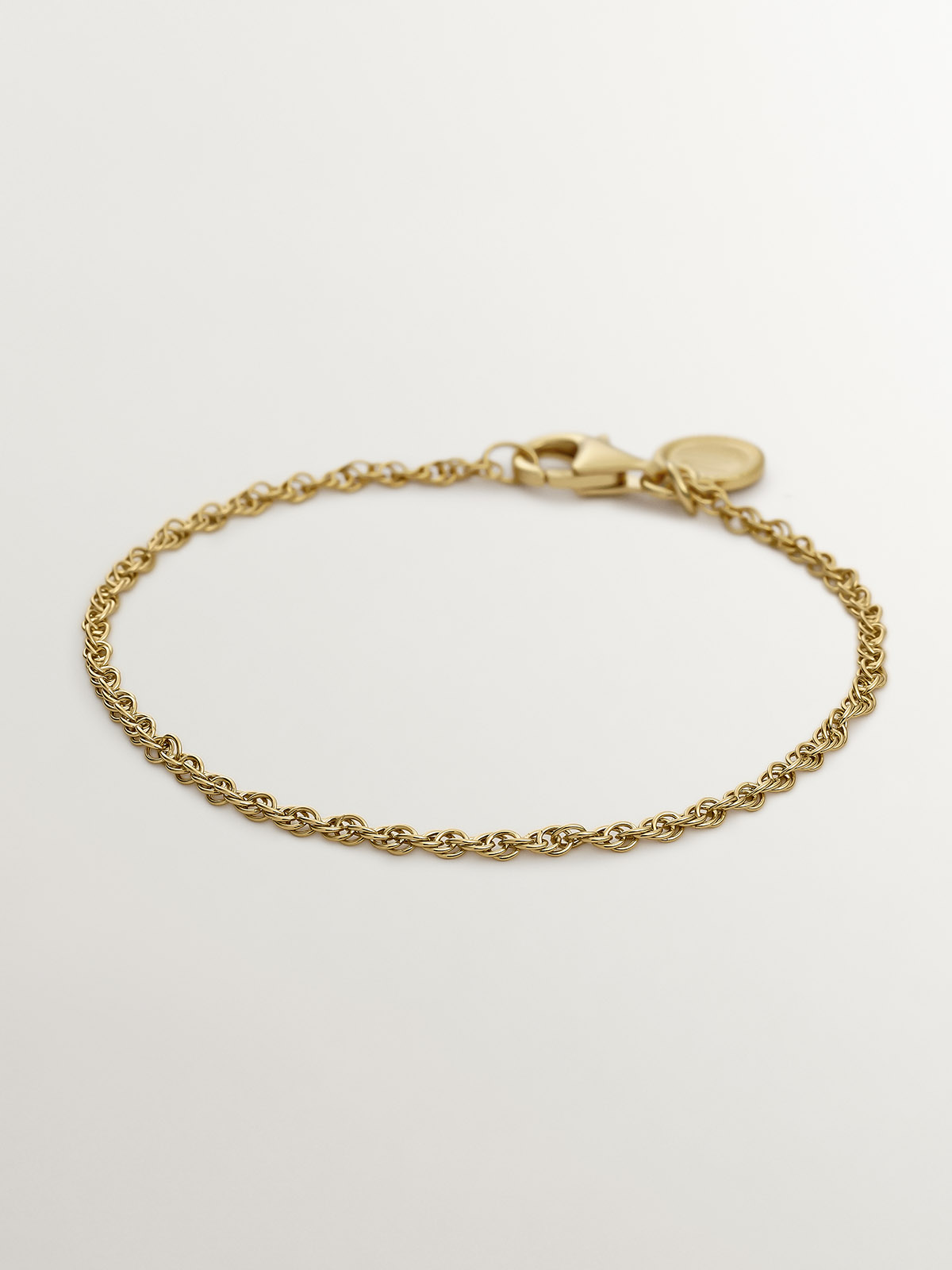 Pulsera de eslabones rope plata 925 bañada en oro amarillo de 18K