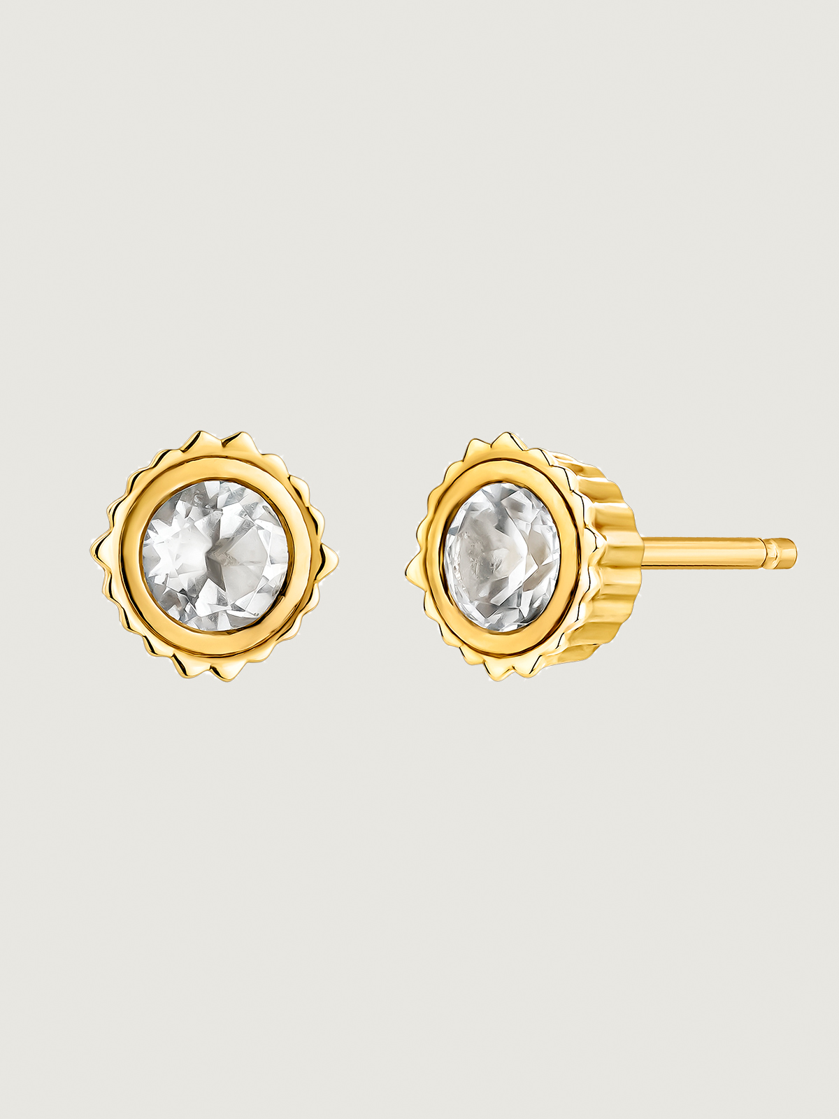 Pendientes de plata 925 bañada en oro amarillo de 18K con topacio blanco